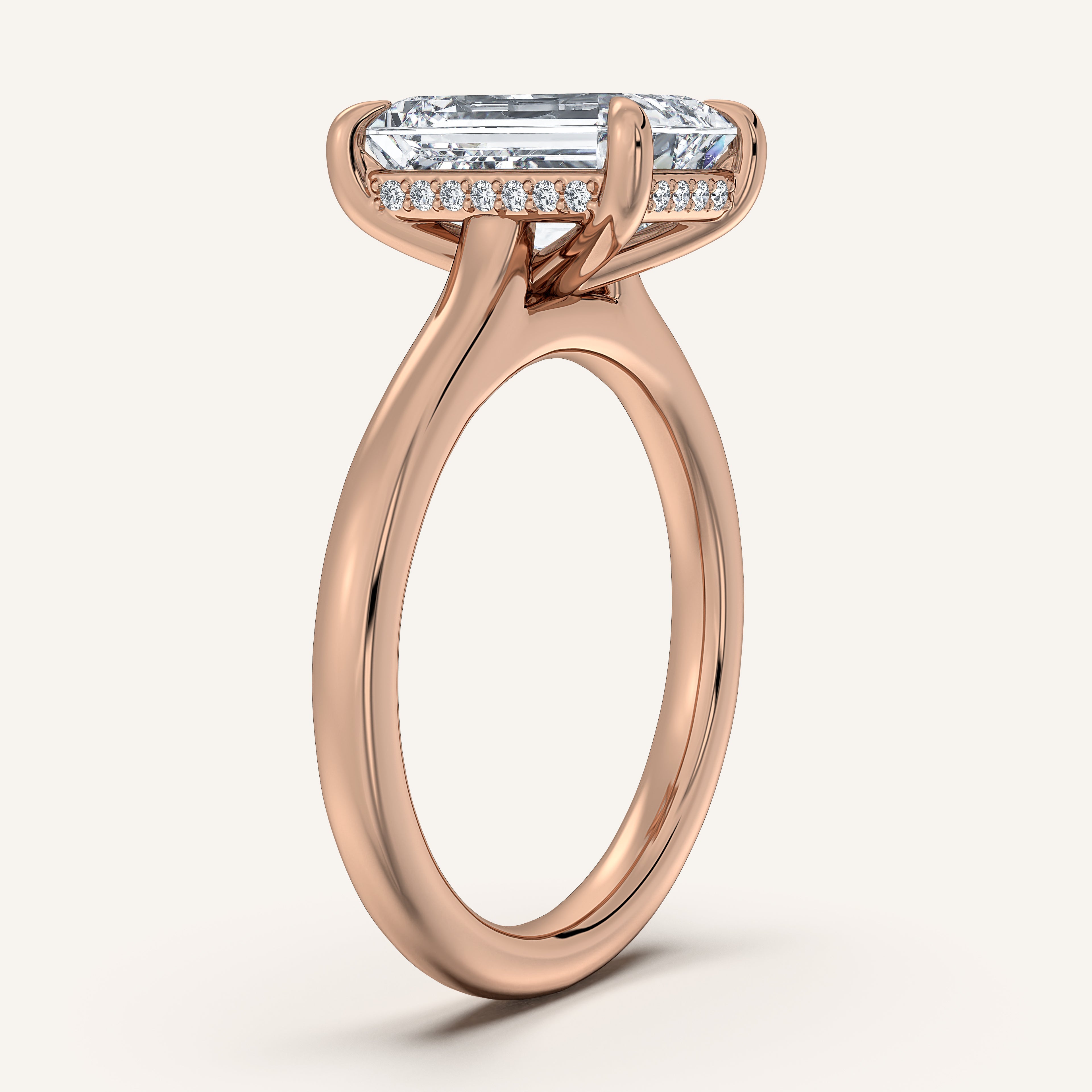 shape: Emerald | metal: Rose Gold | view: 2