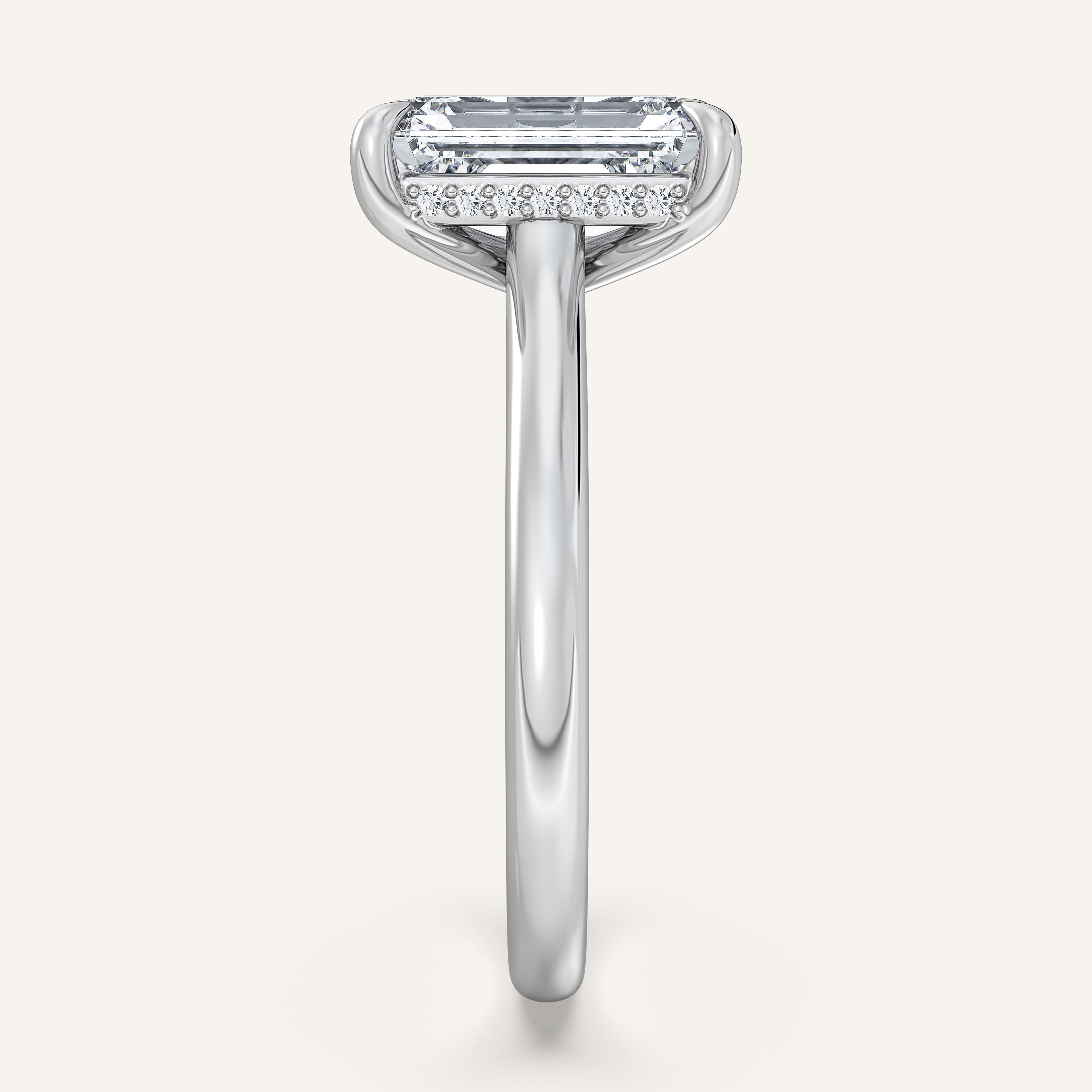 shape: Emerald | metal: White Gold, Platinum | view: 4