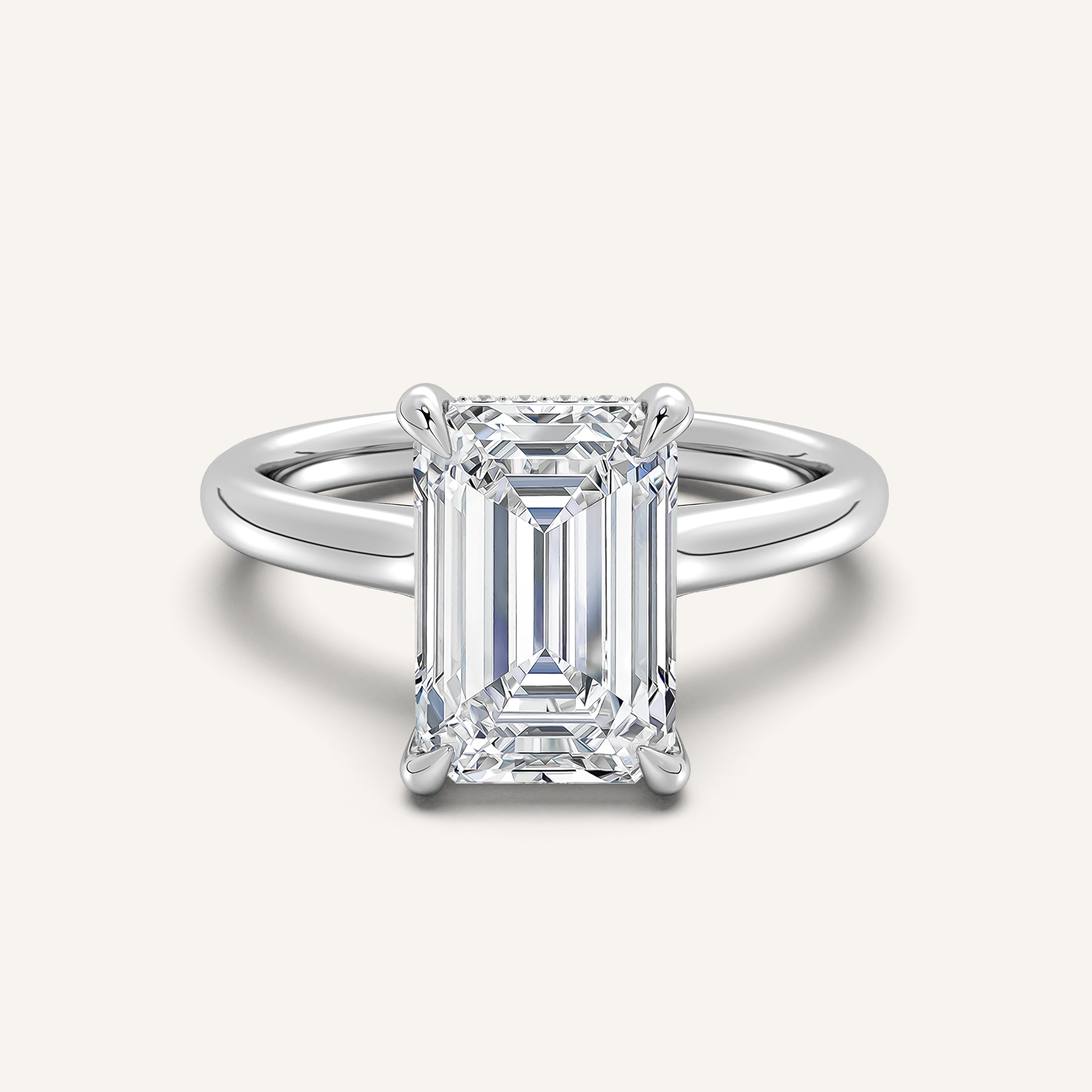 shape: Emerald | metal: White Gold, Platinum | view: 1