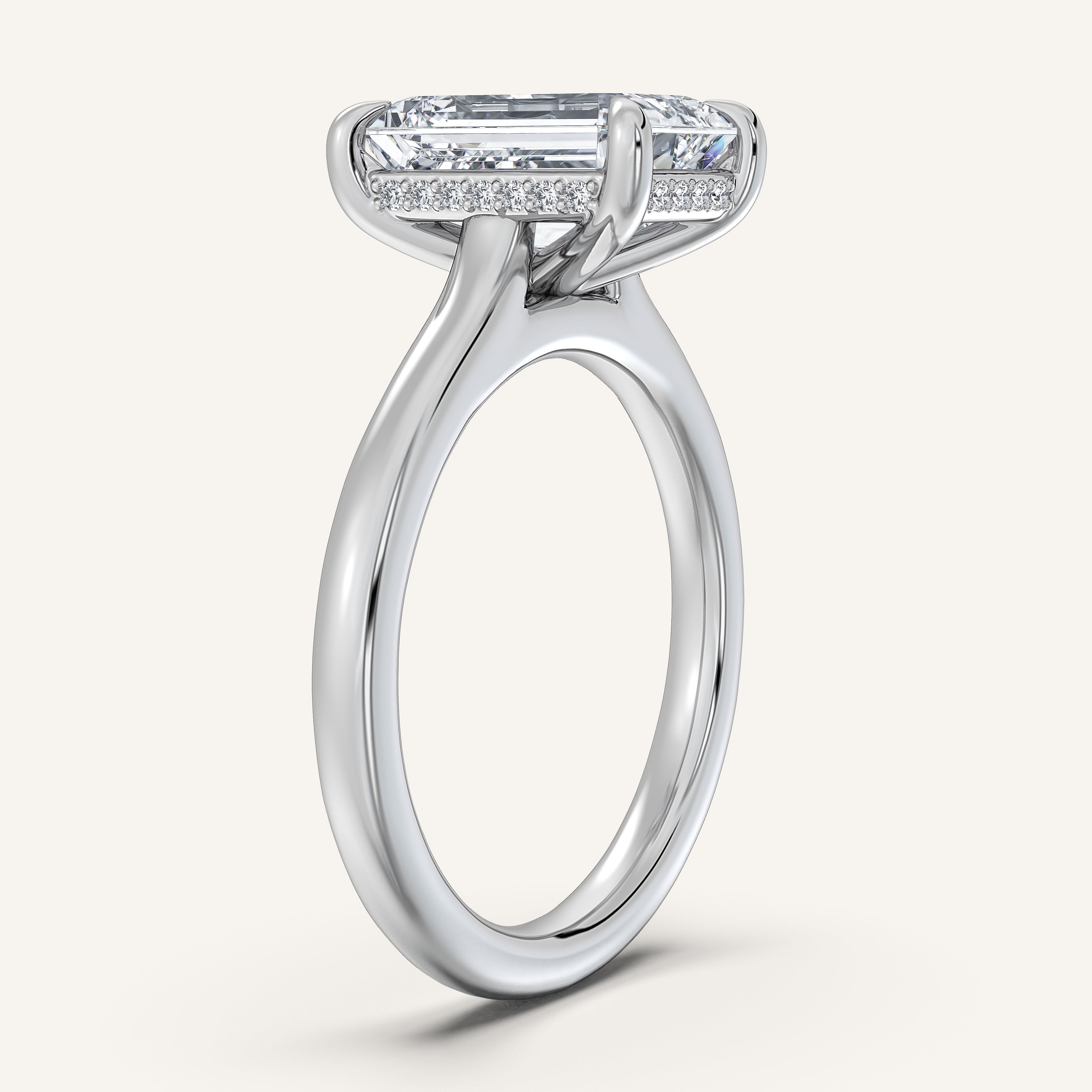 shape: Emerald | metal: White Gold, Platinum | view: 2