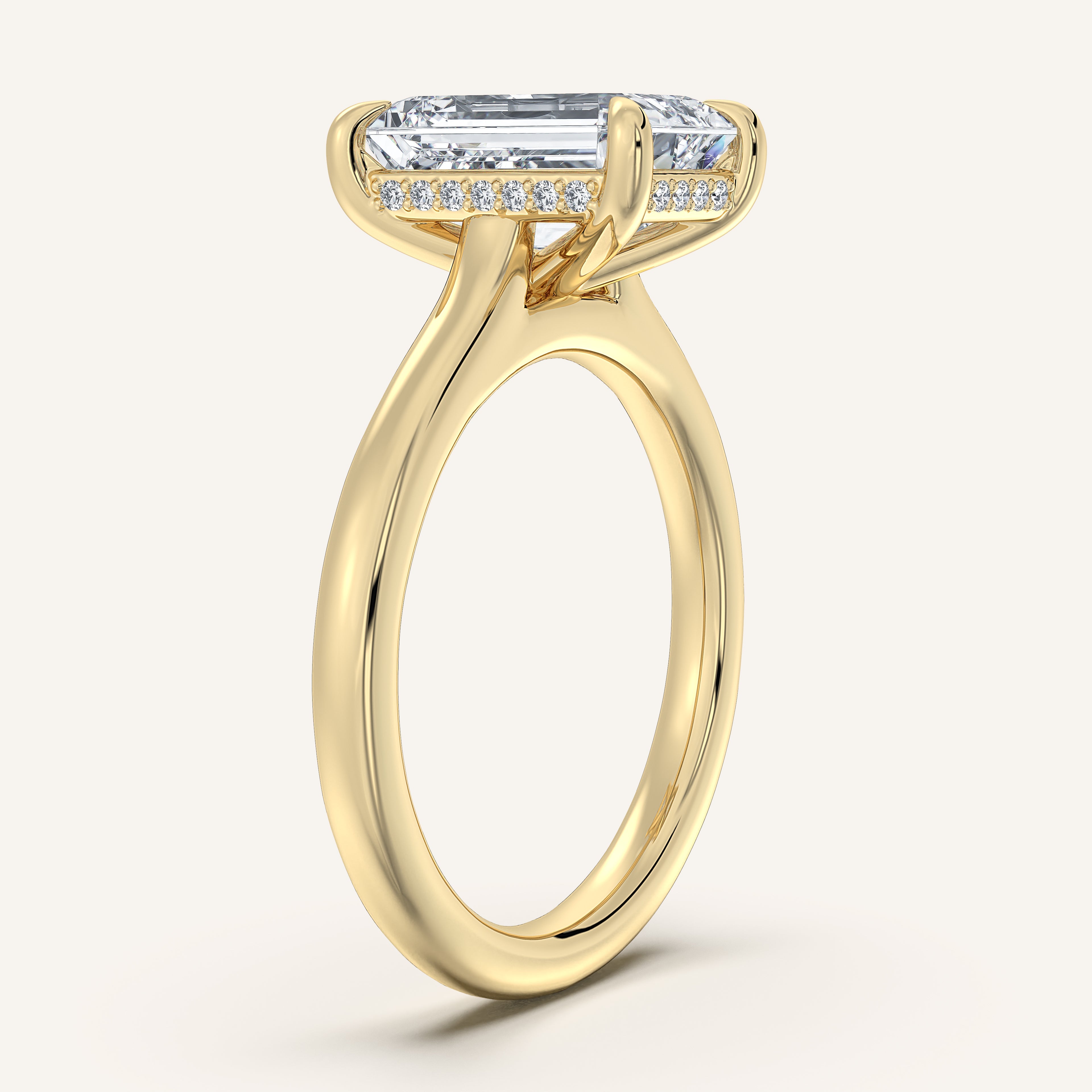 shape: Emerald | metal: Yellow Gold | view: 2