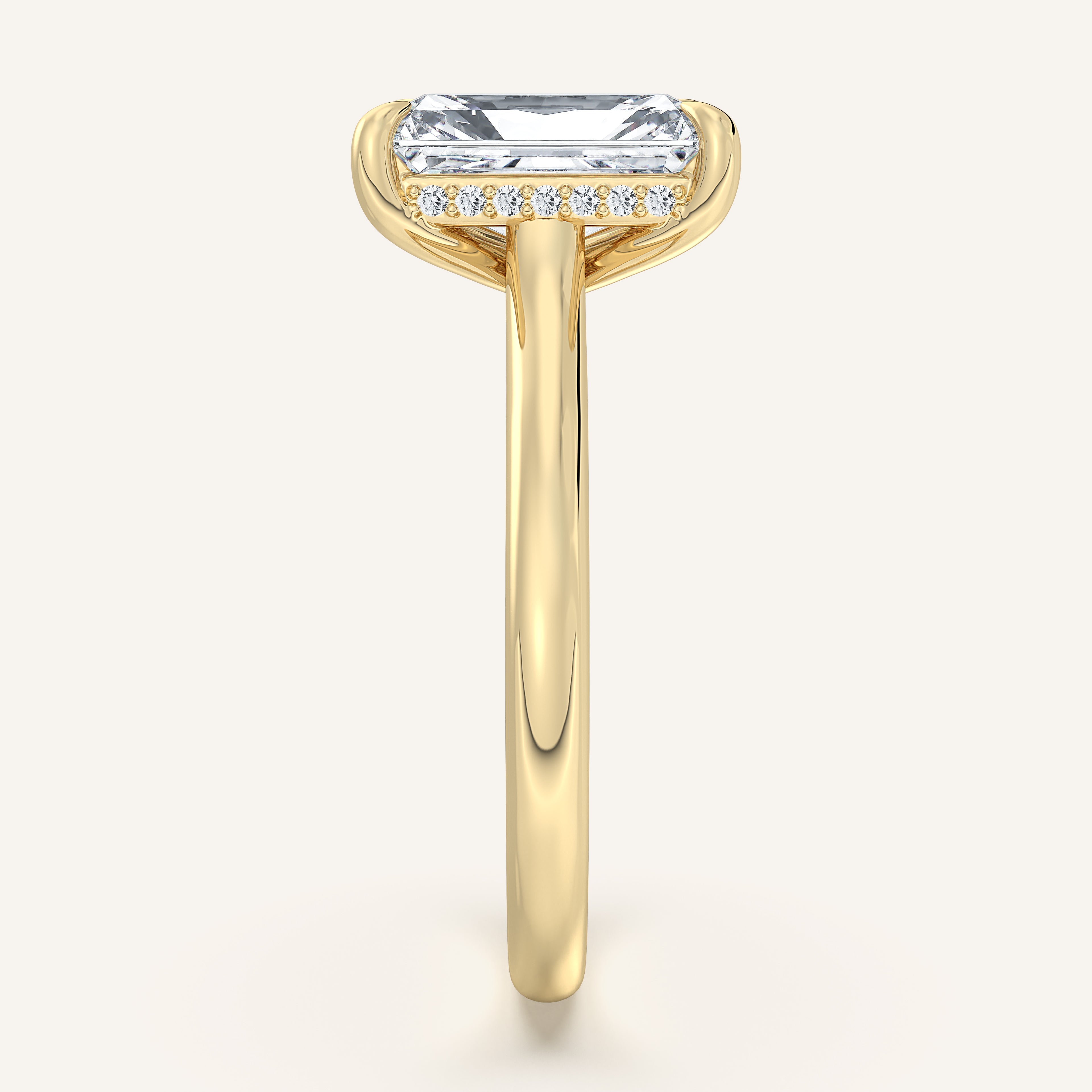 shape: Radiant | metal: Yellow Gold | view: 4