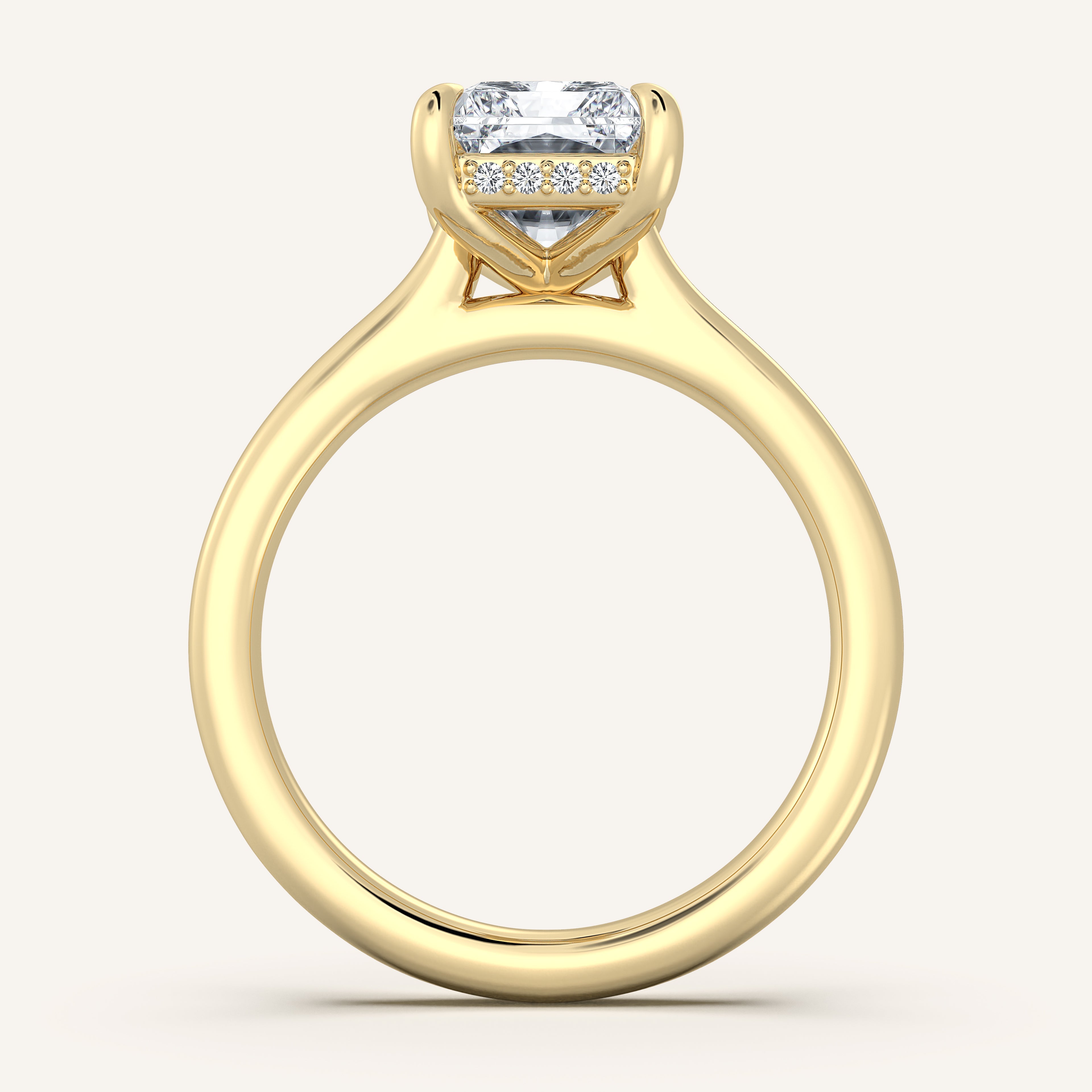 shape: Radiant | metal: Yellow Gold | view: 3