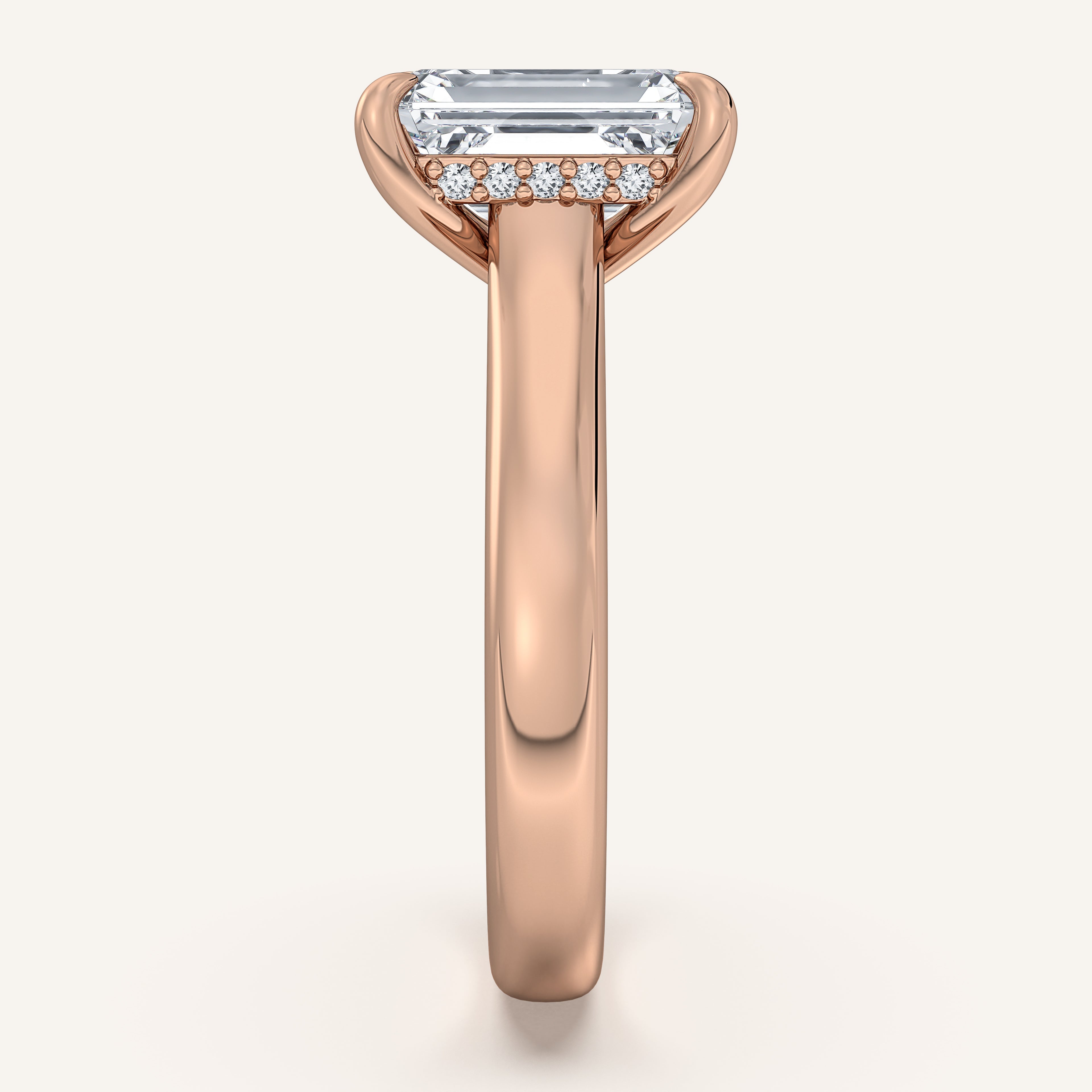 shape: Emerald | metal: Rose Gold | view: 4