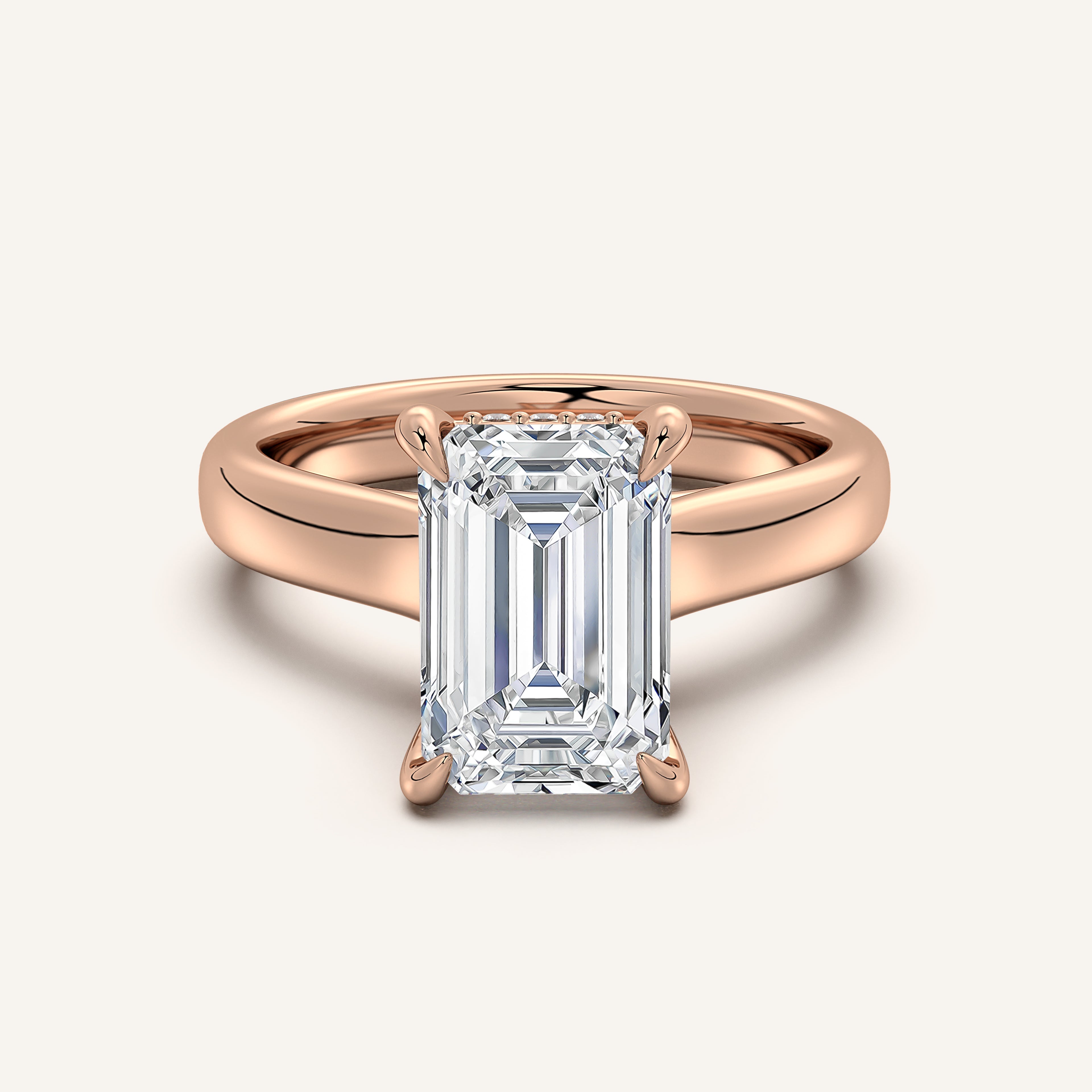 shape: Emerald | metal: Rose Gold | view: 1