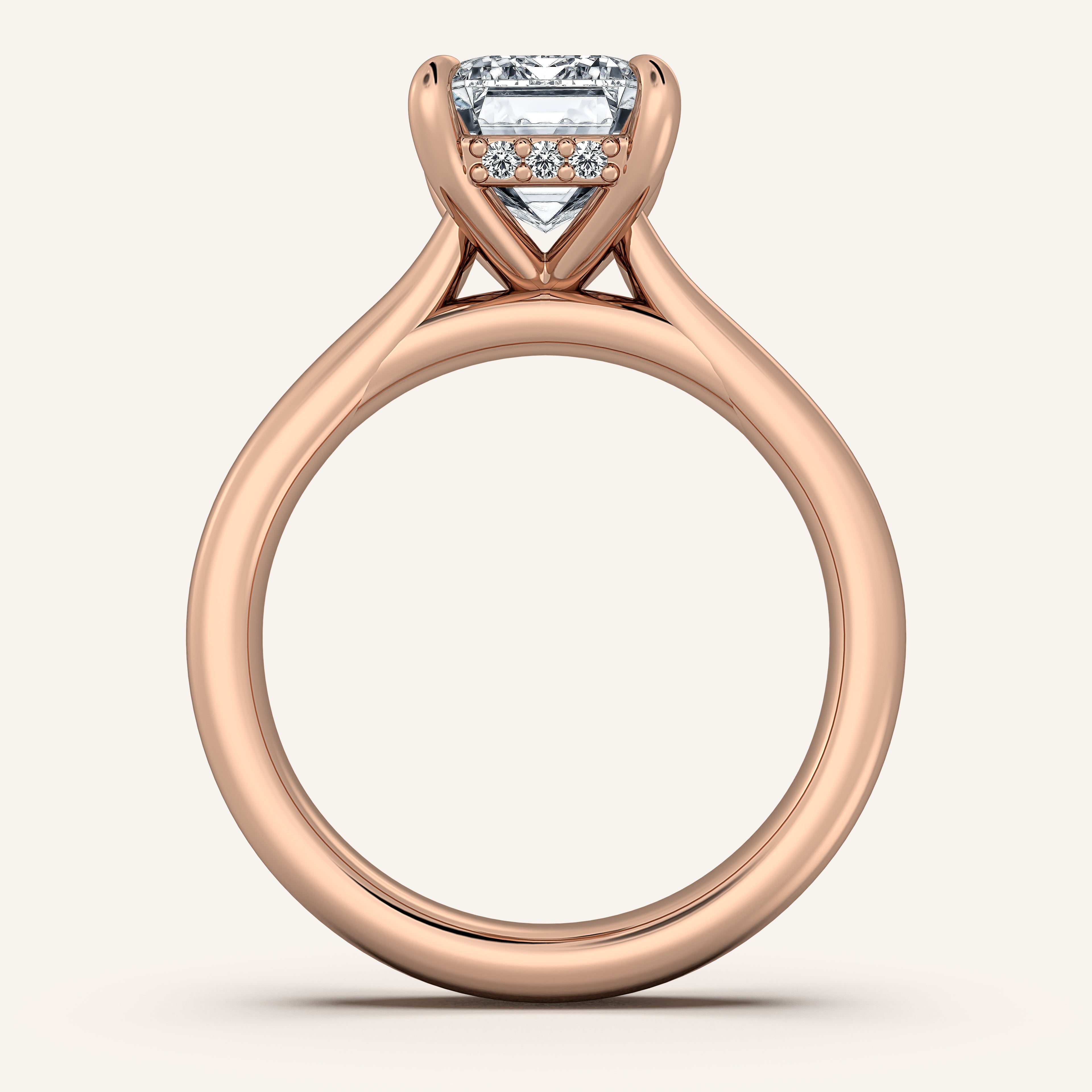 shape: Emerald | metal: Rose Gold | view: 3