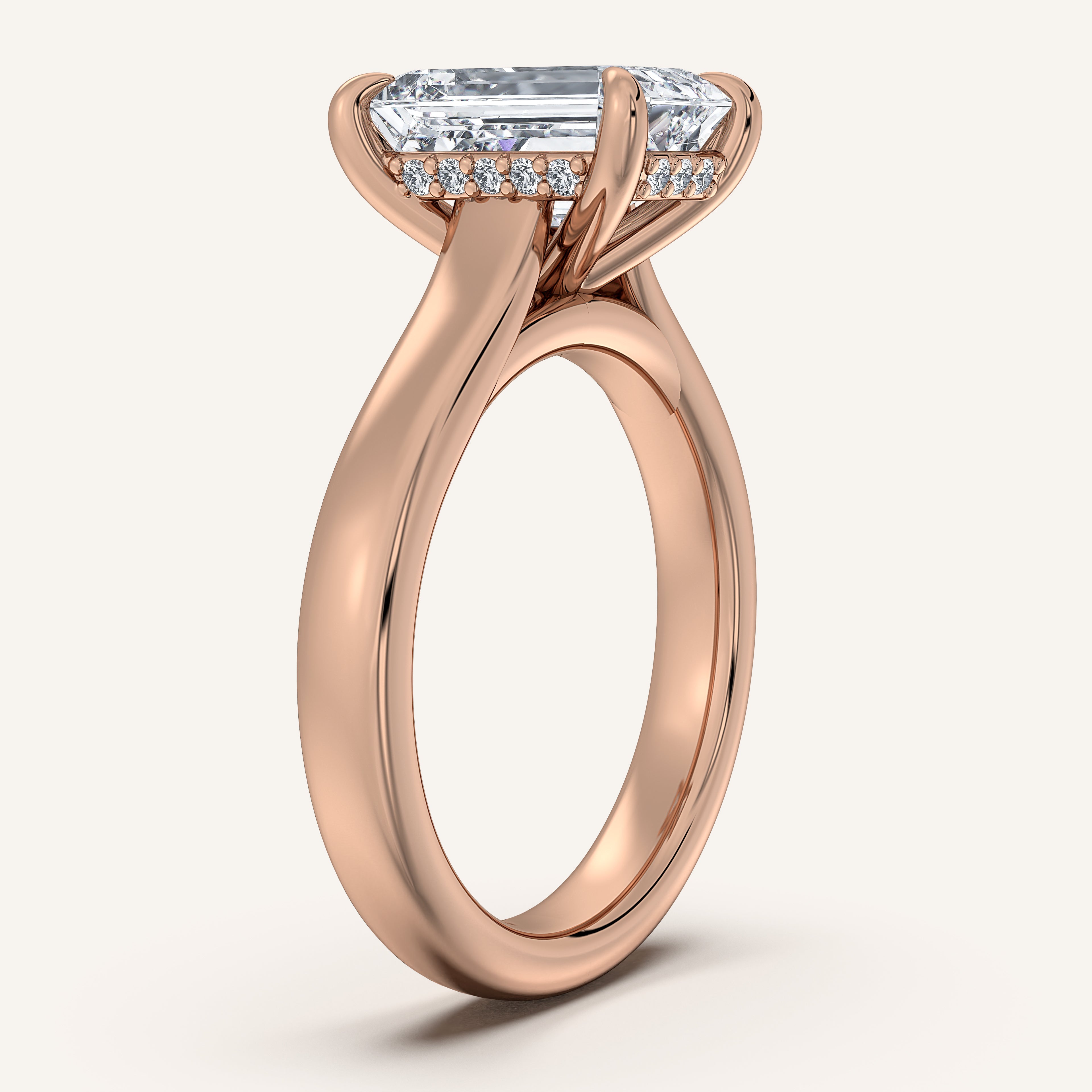 shape: Emerald | metal: Rose Gold | view: 2