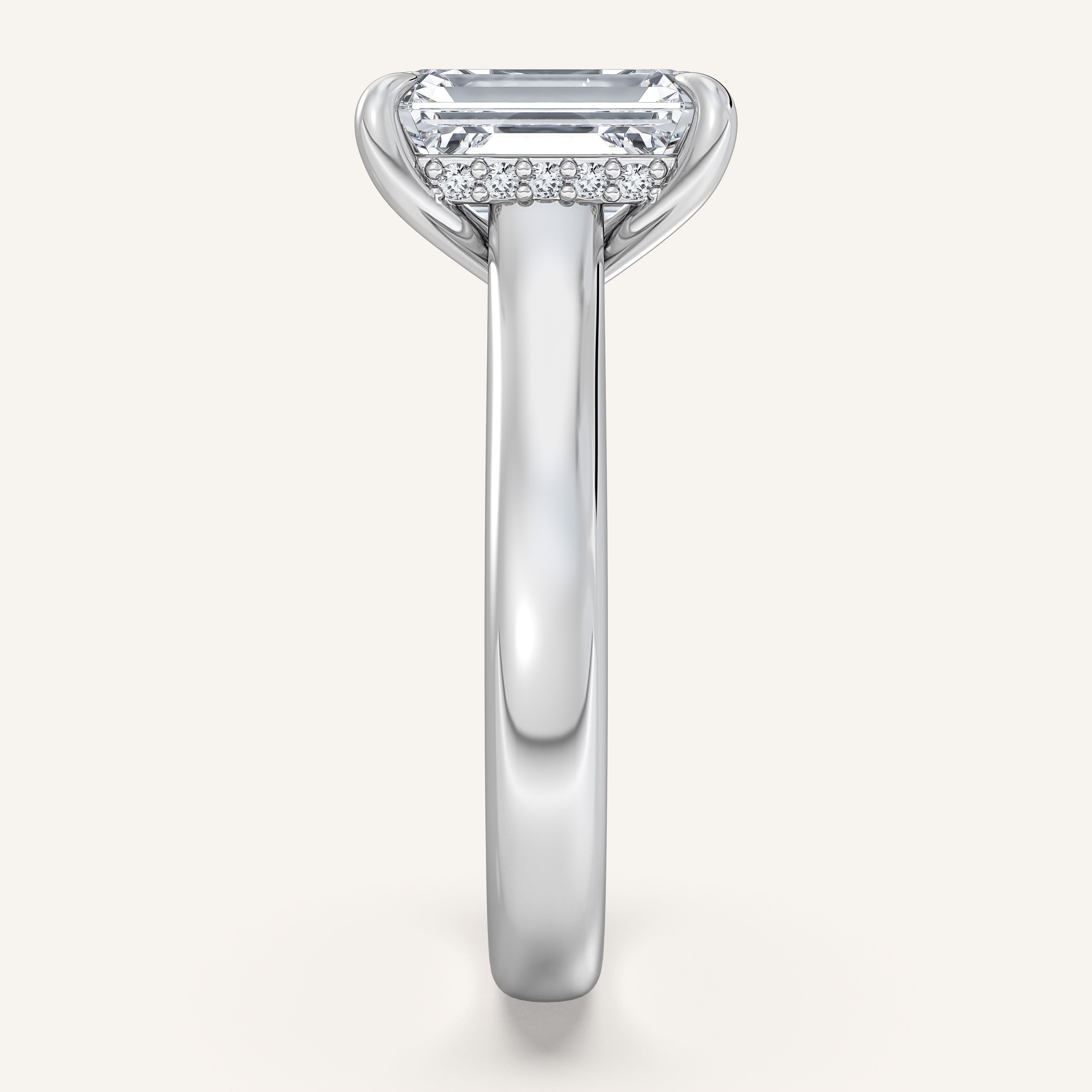 shape: Emerald | metal: White Gold, Platinum | view: 4