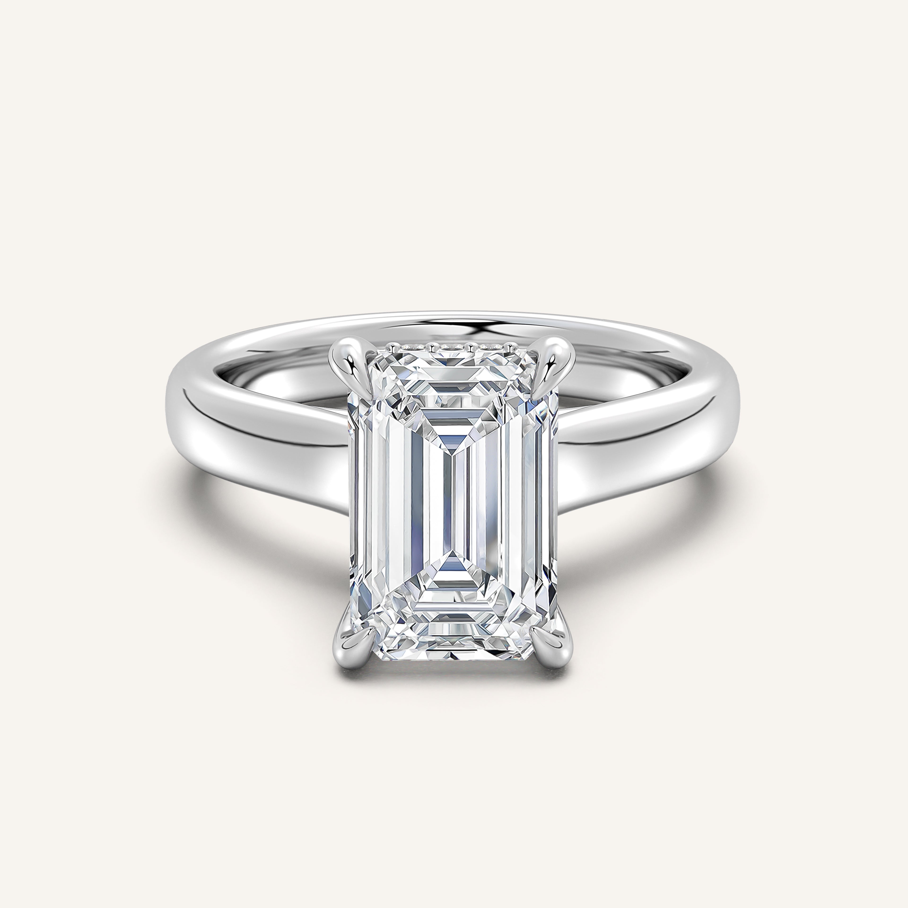 shape: Emerald | metal: White Gold, Platinum | view: 1