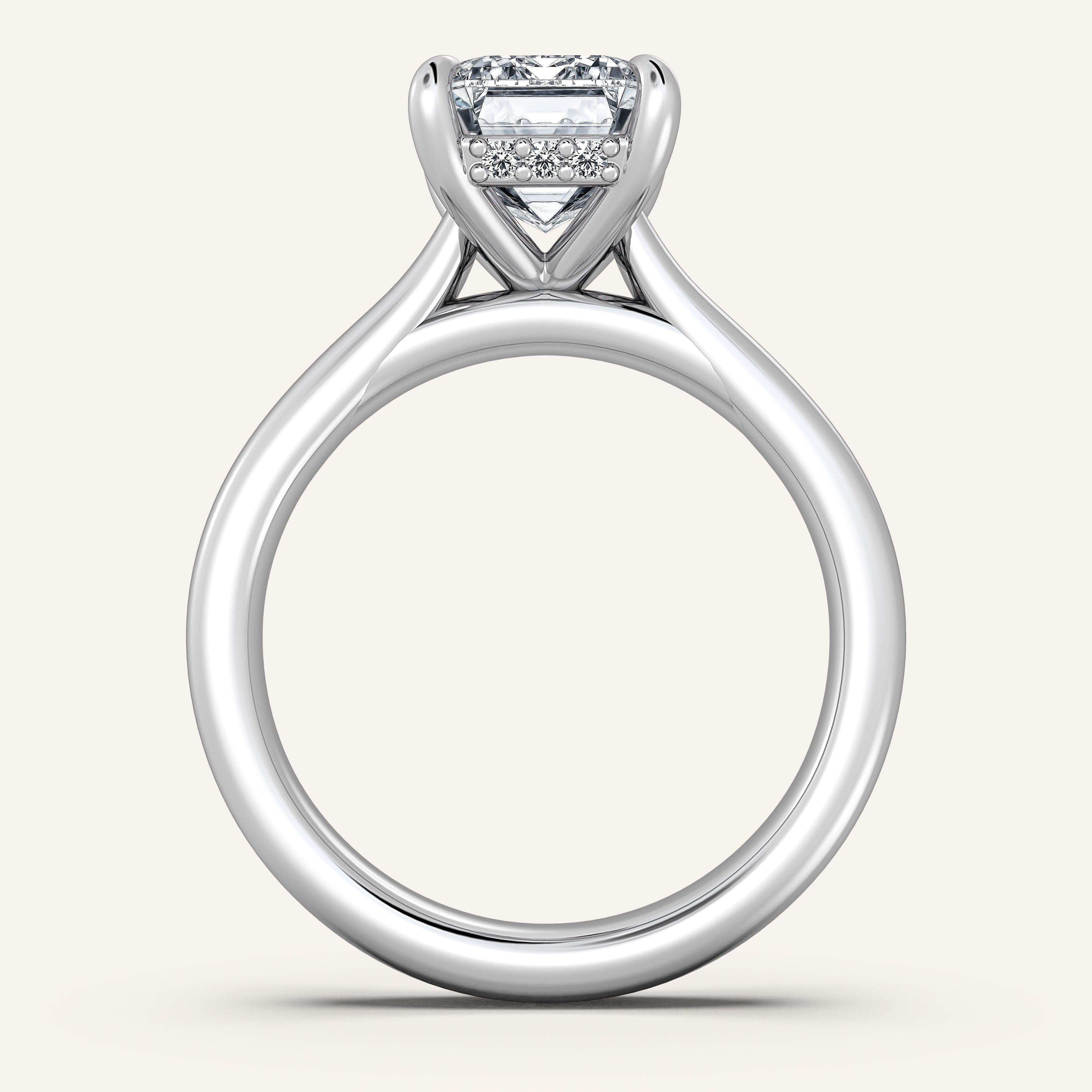shape: Emerald | metal: White Gold, Platinum | view: 3