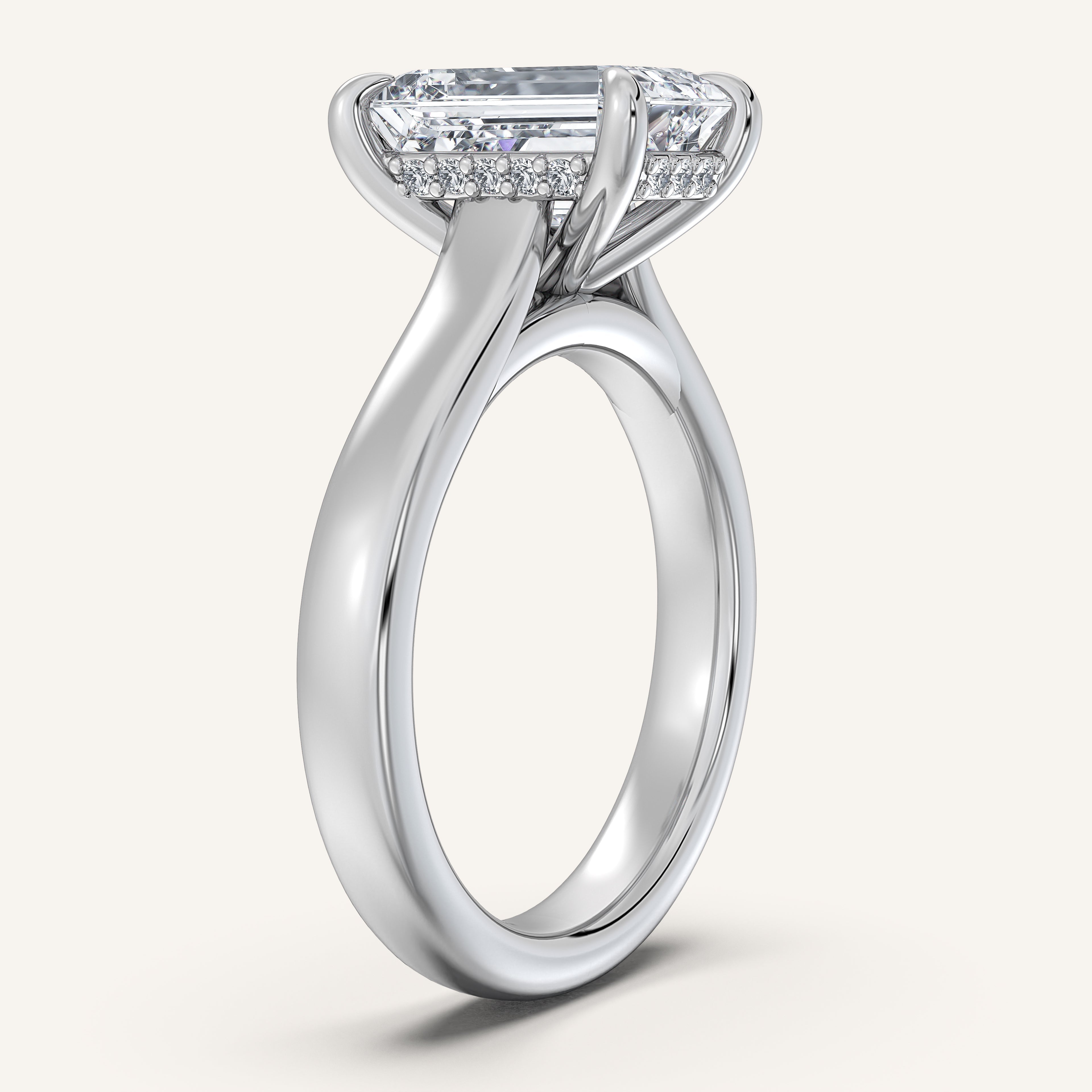shape: Emerald | metal: White Gold, Platinum | view: 2