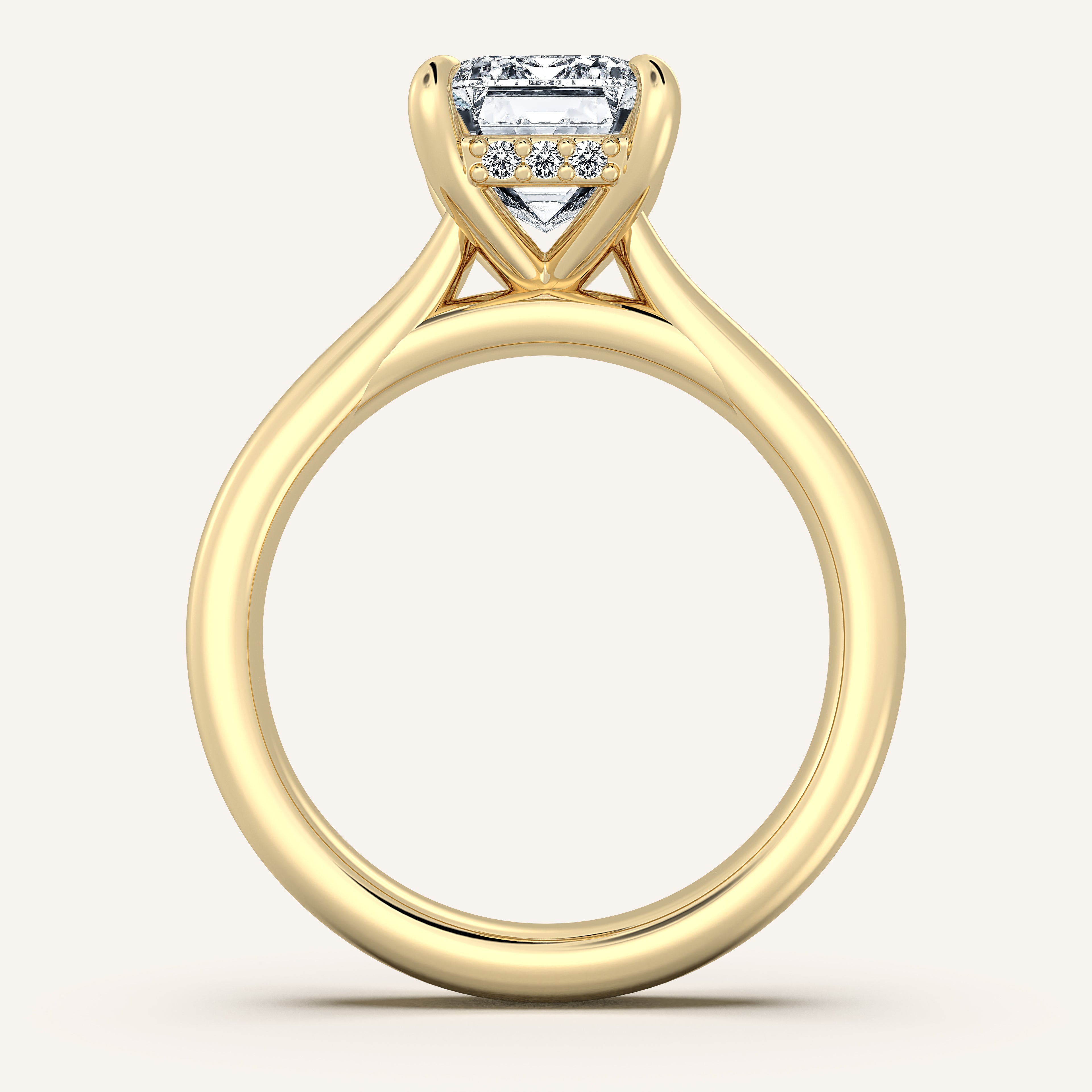 shape: Emerald | metal: Yellow Gold | view: 3
