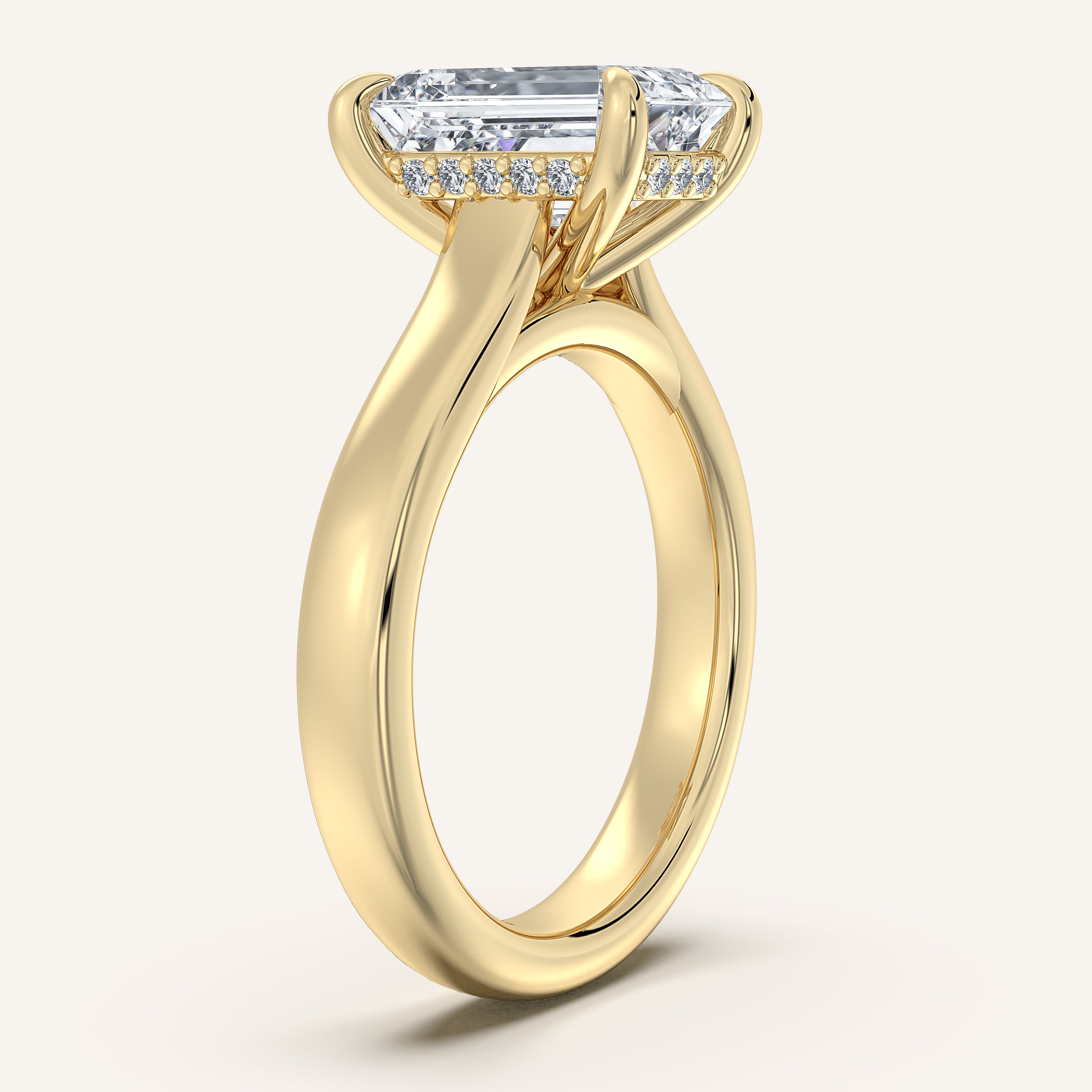 shape: Emerald | metal: Yellow Gold | view: 2