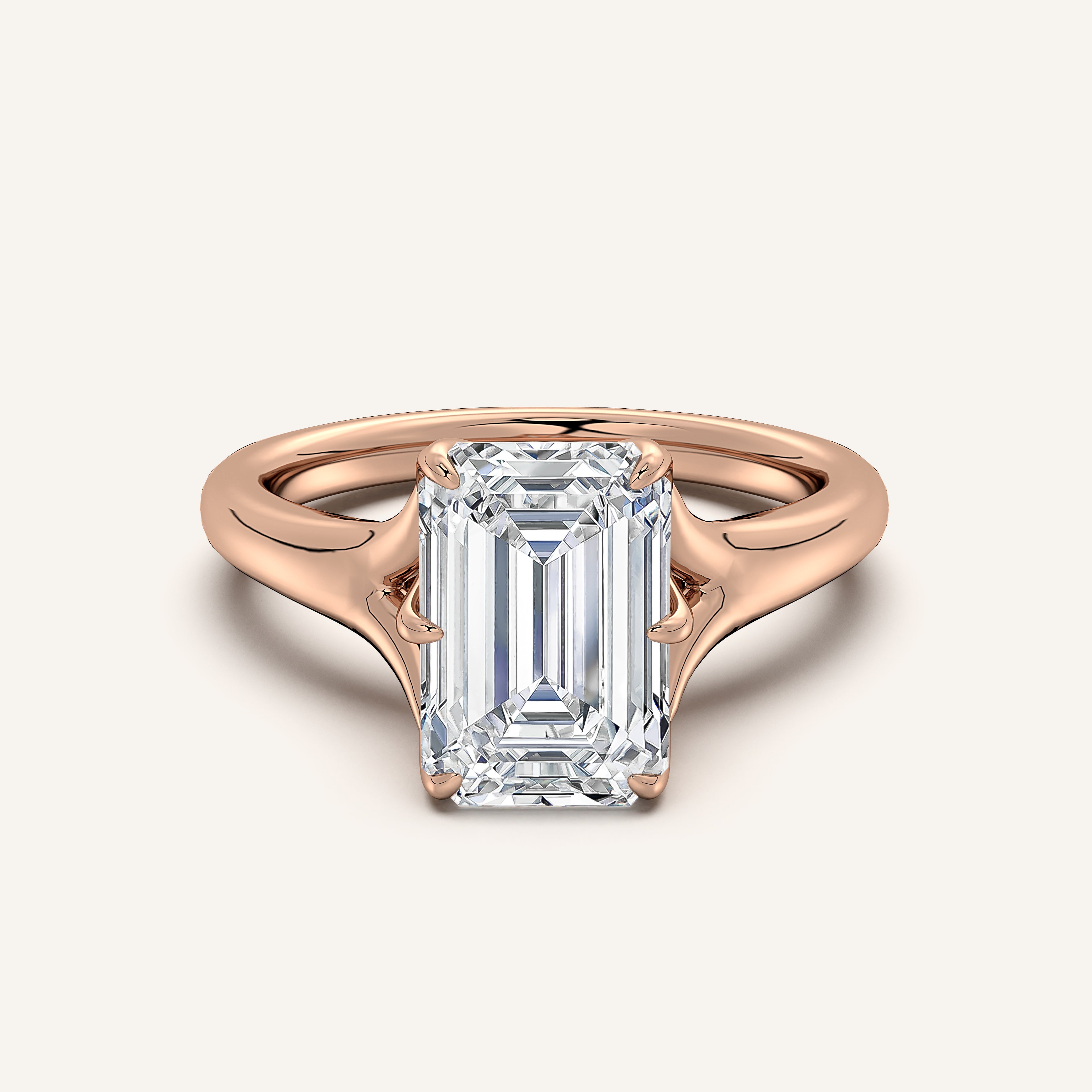 shape: Emerald | metal: Rose Gold | view: 1