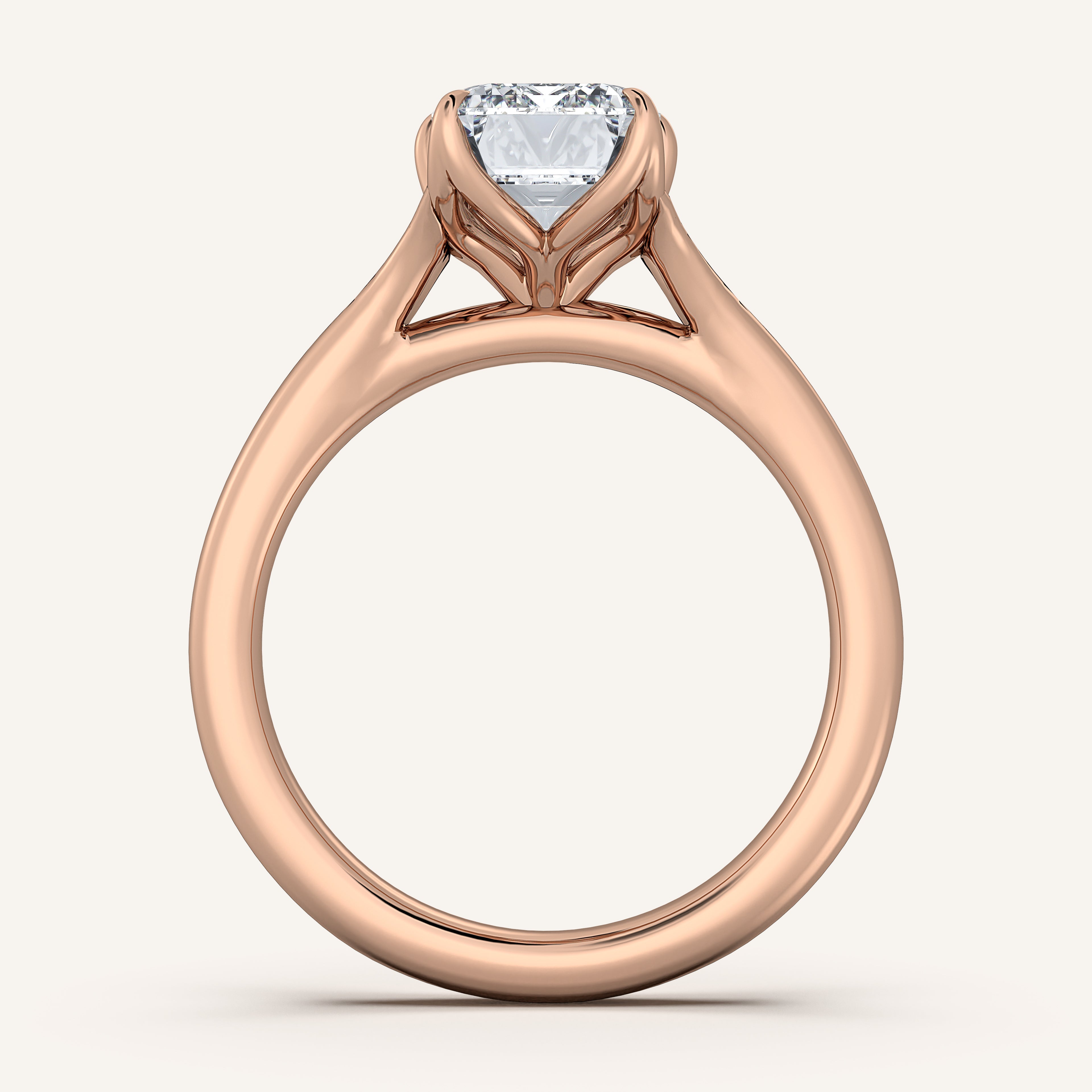 shape: Emerald | metal: Rose Gold | view: 3