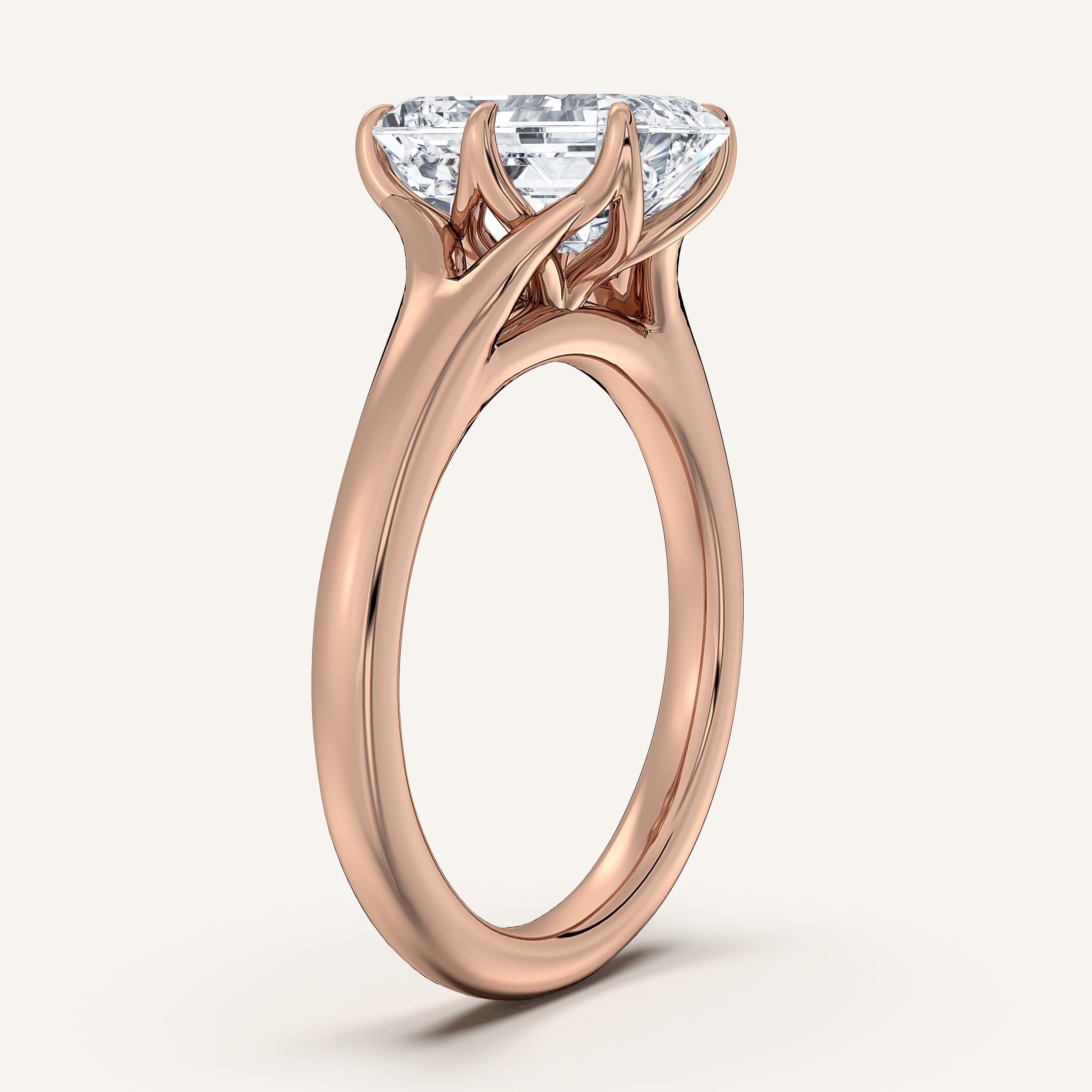 shape: Emerald | metal: Rose Gold | view: 2