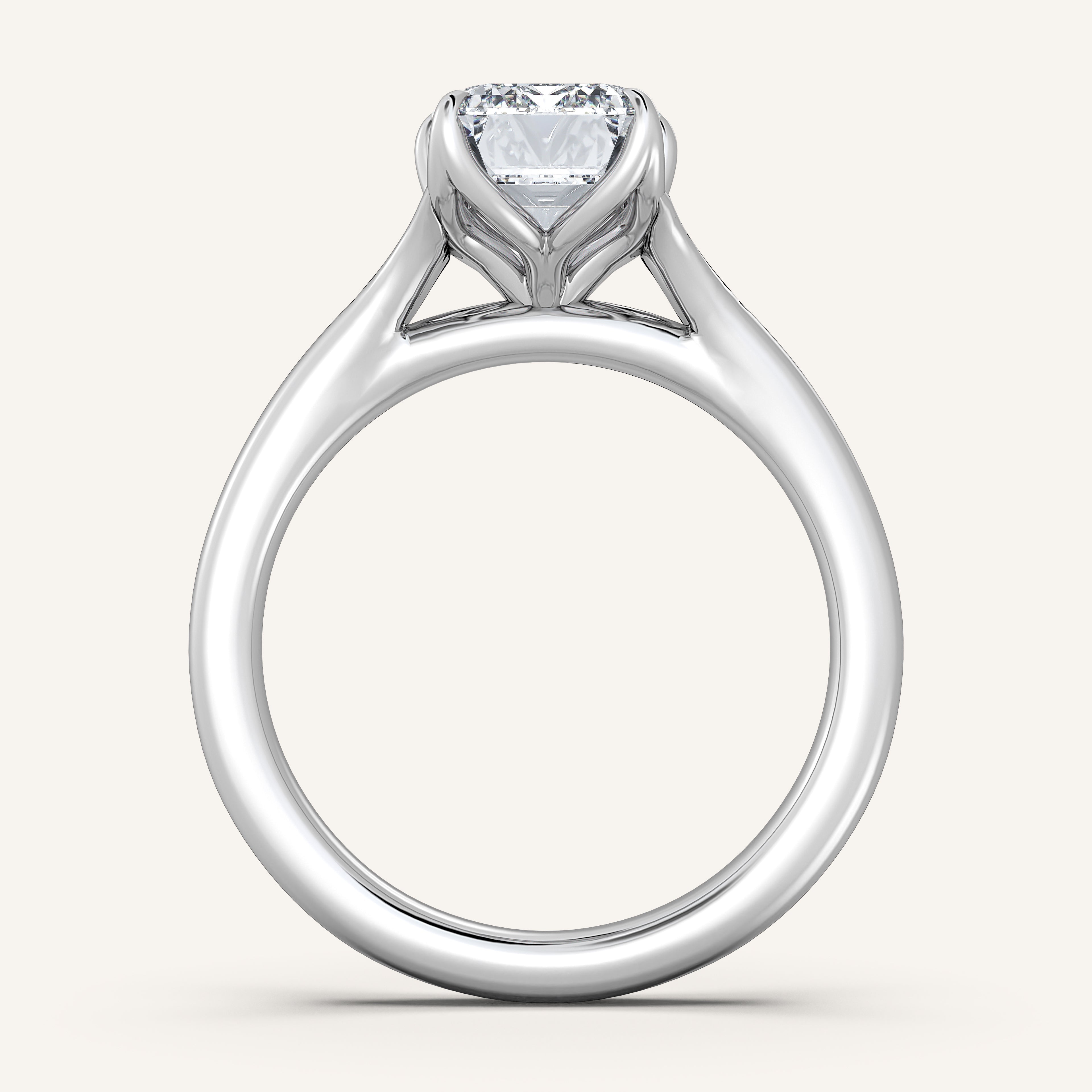 shape: Emerald | metal: White Gold, Platinum | view: 3