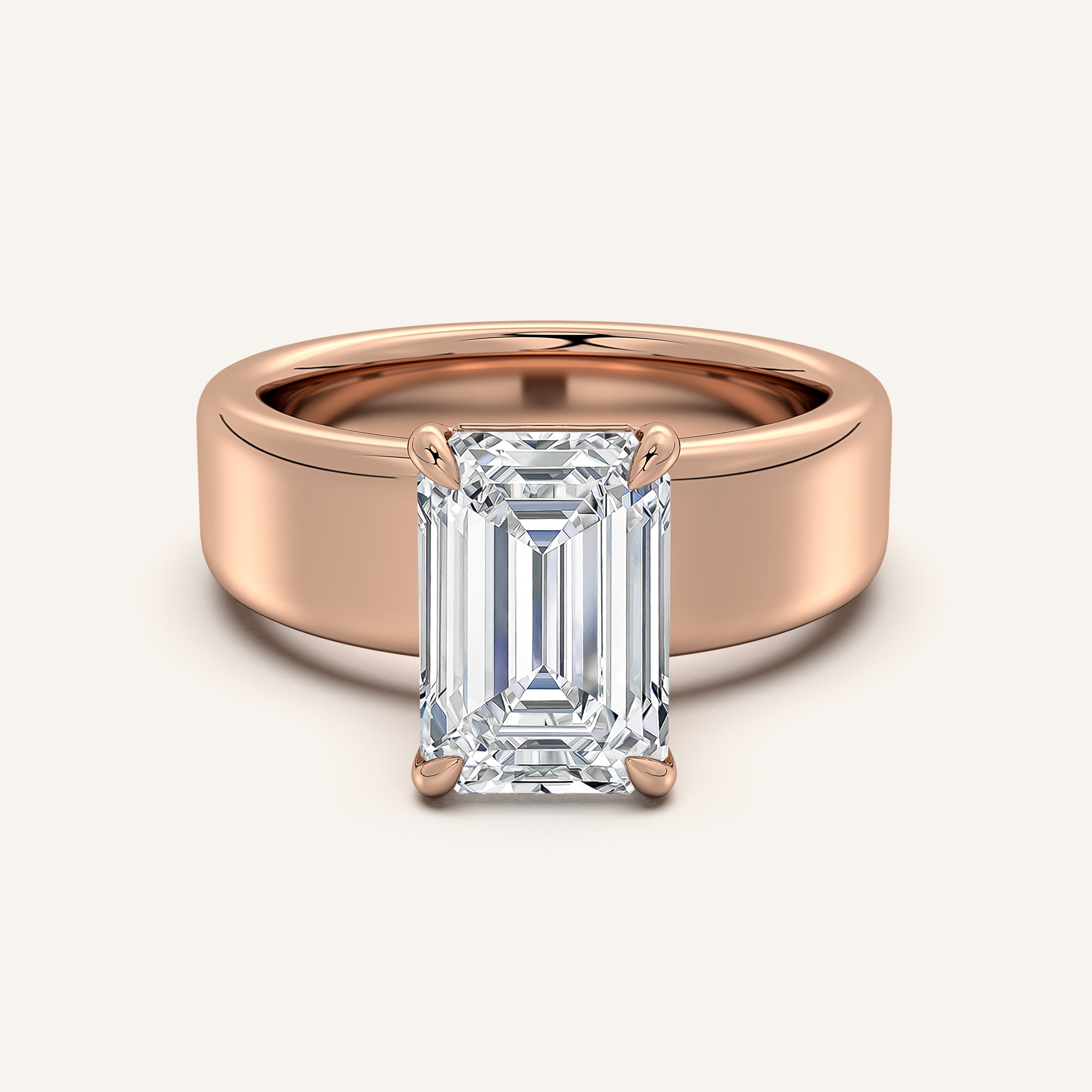 shape: Emerald | metal: Rose Gold | view: 1