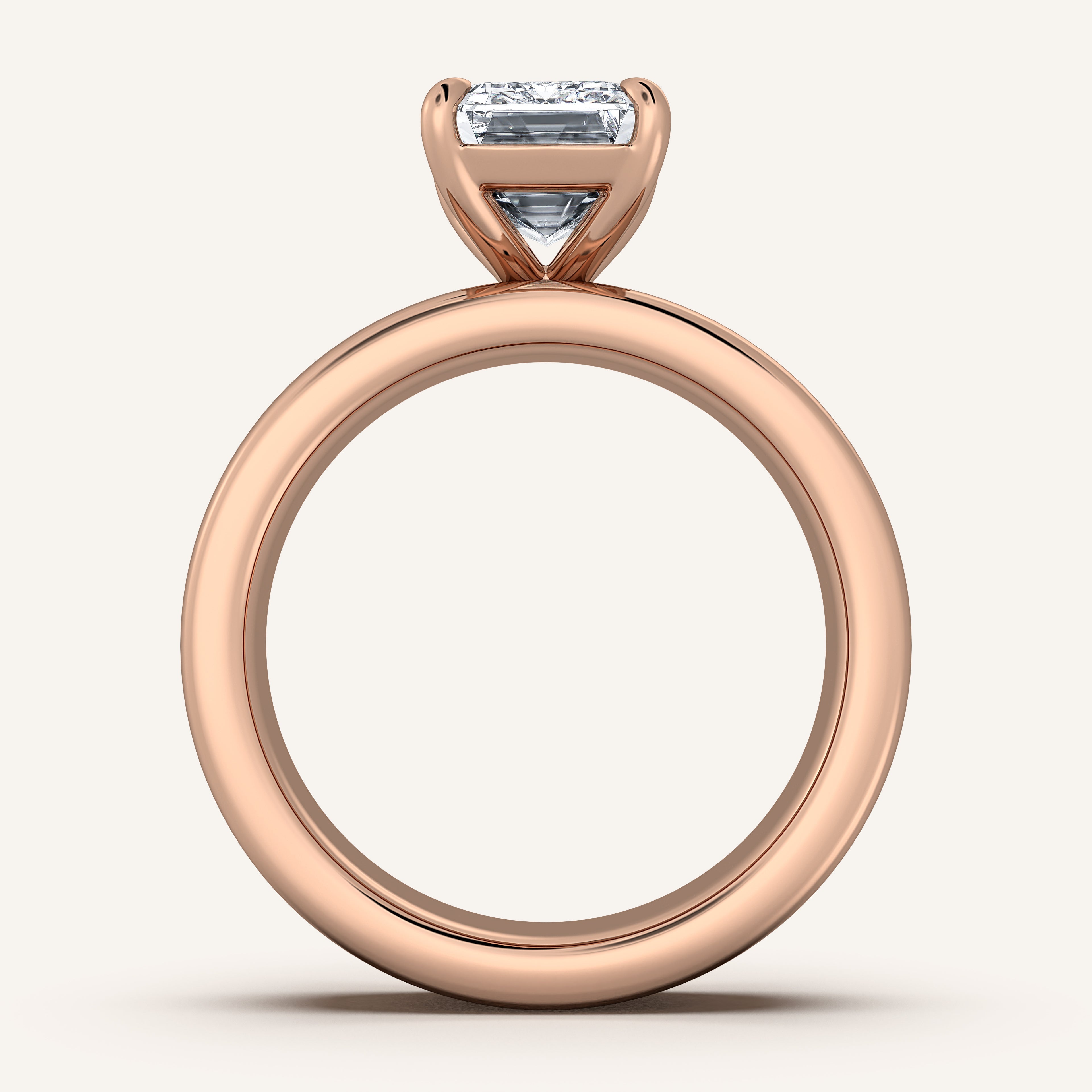 shape: Emerald | metal: Rose Gold | view: 3
