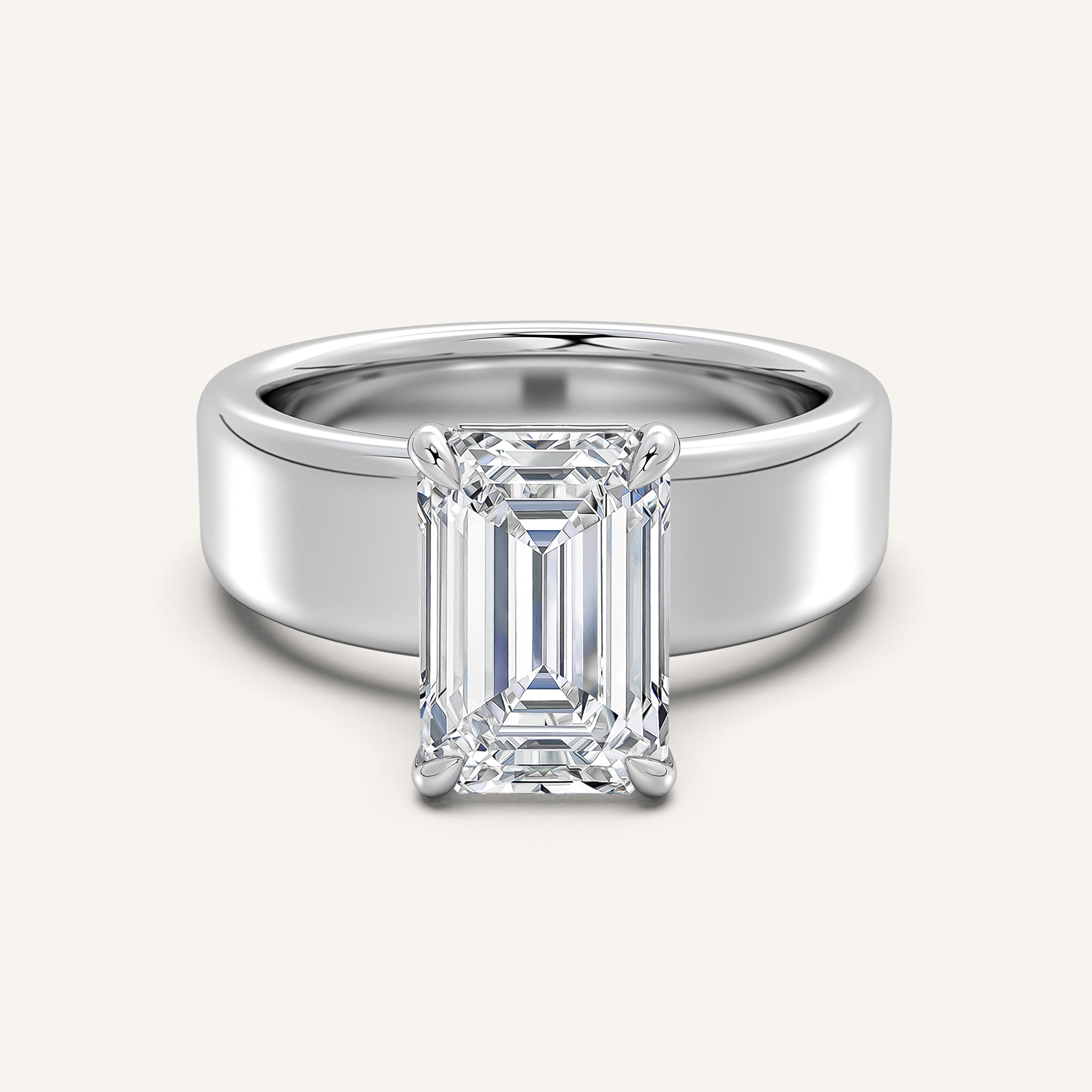 shape: Emerald | metal: White Gold, Platinum | view: 1