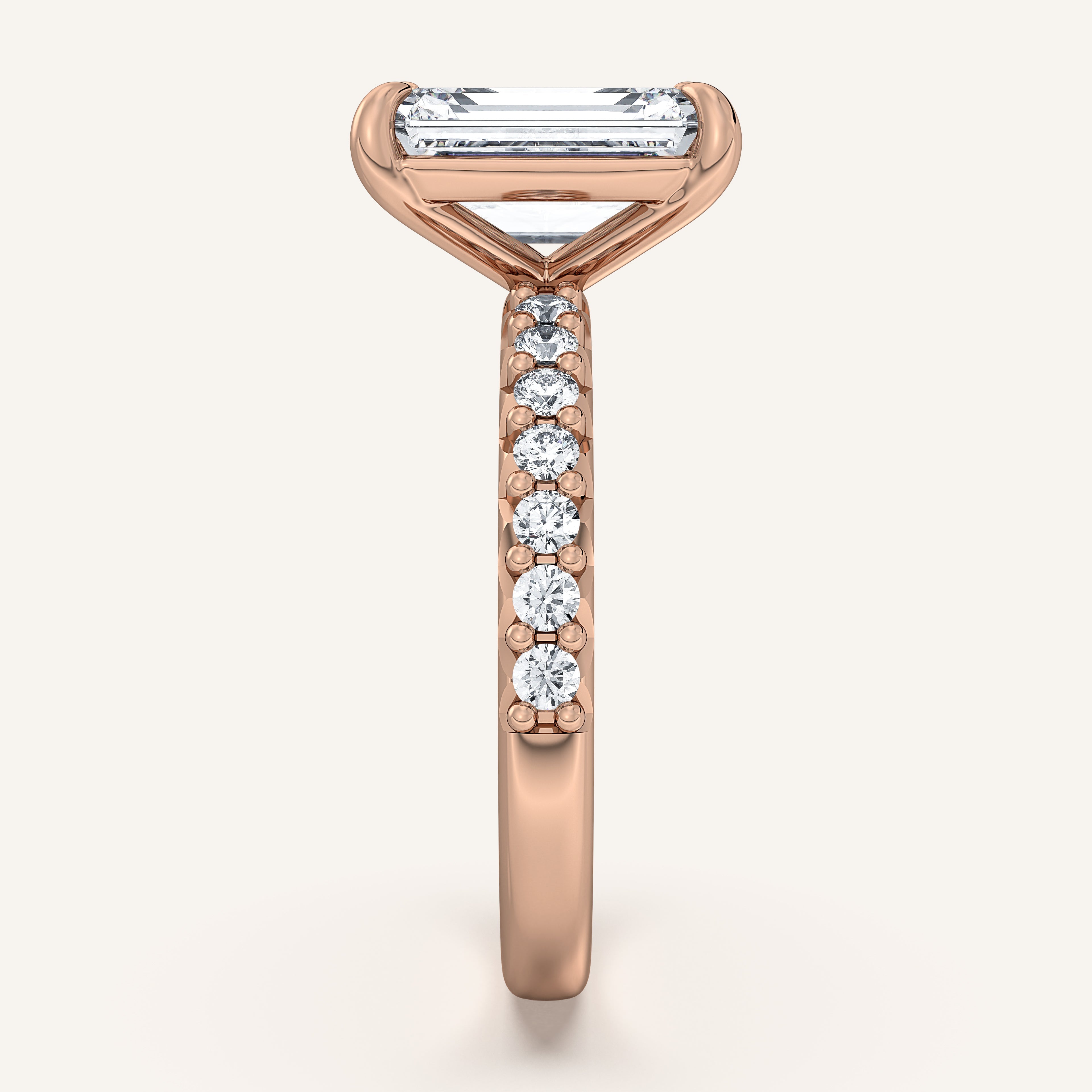 shape: Emerald | metal: Rose Gold | view: 4