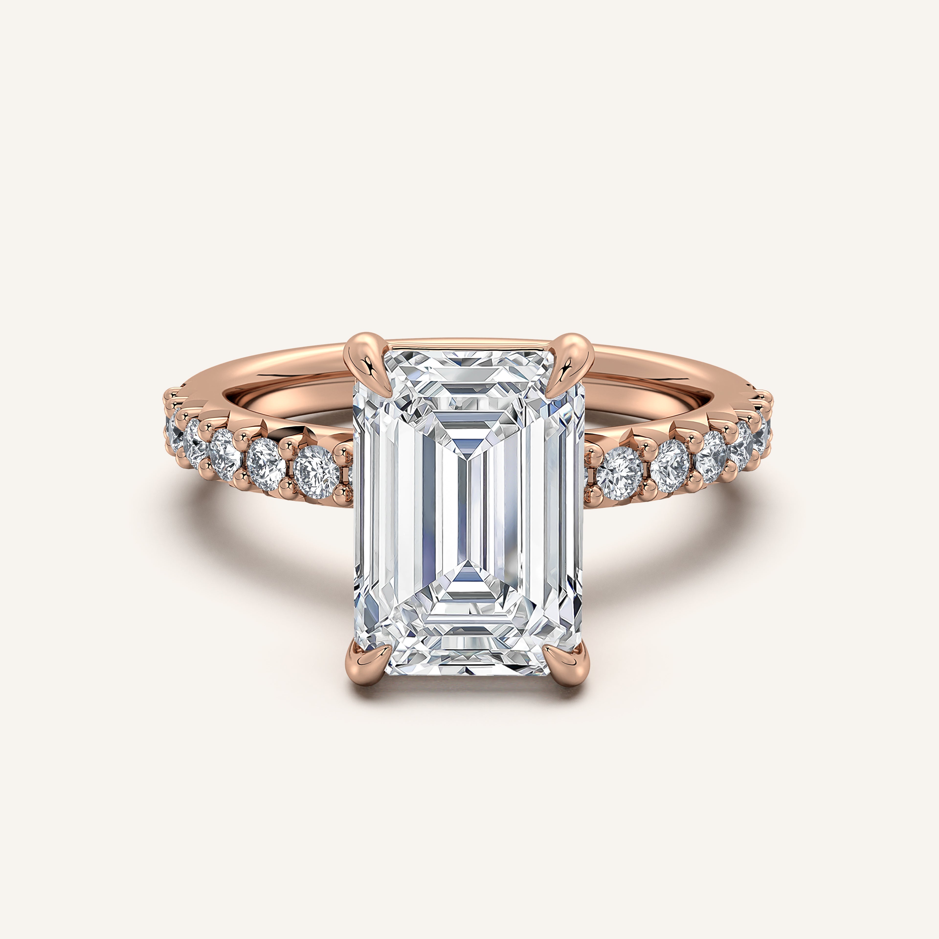 shape: Emerald | metal: Rose Gold | view: 1