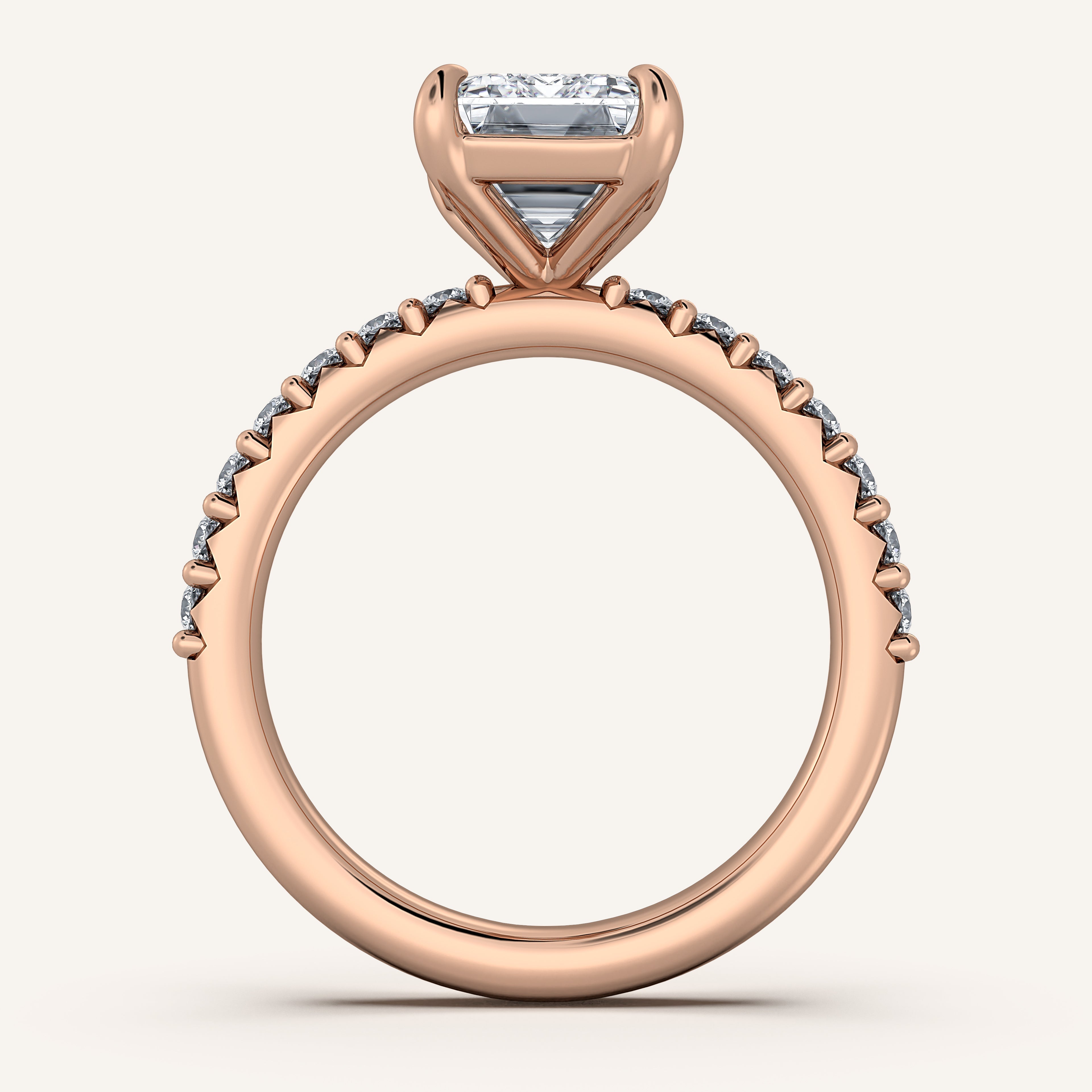shape: Emerald | metal: Rose Gold | view: 3