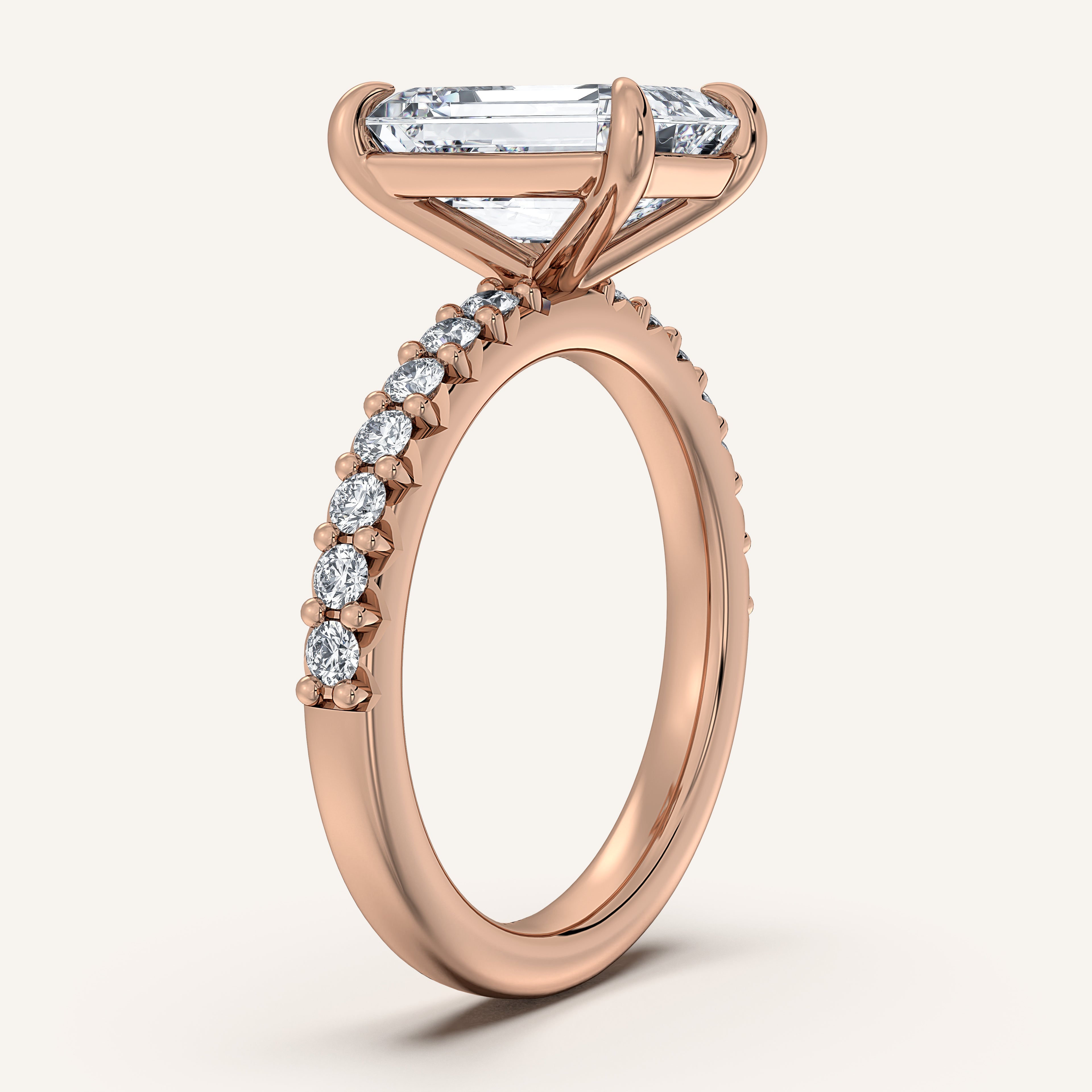 shape: Emerald | metal: Rose Gold | view: 2