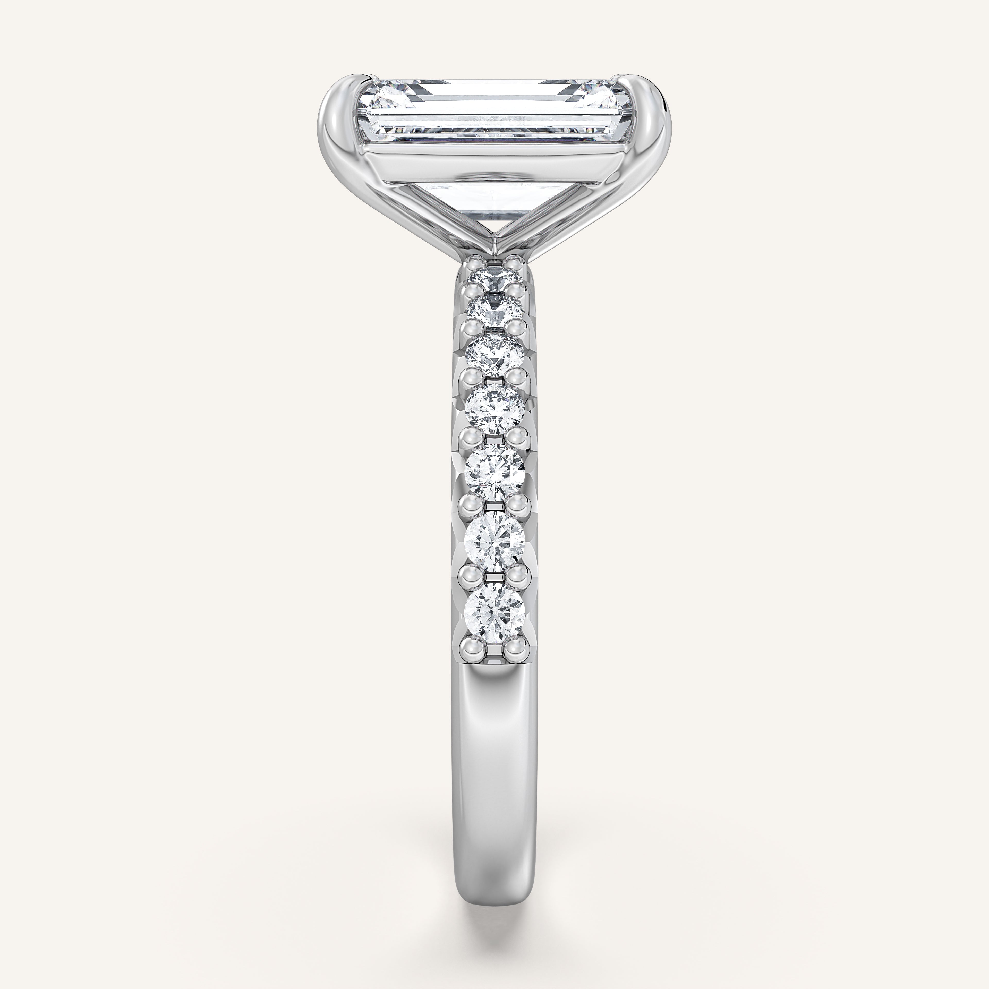 shape: Emerald | metal: White Gold, Platinum | view: 4