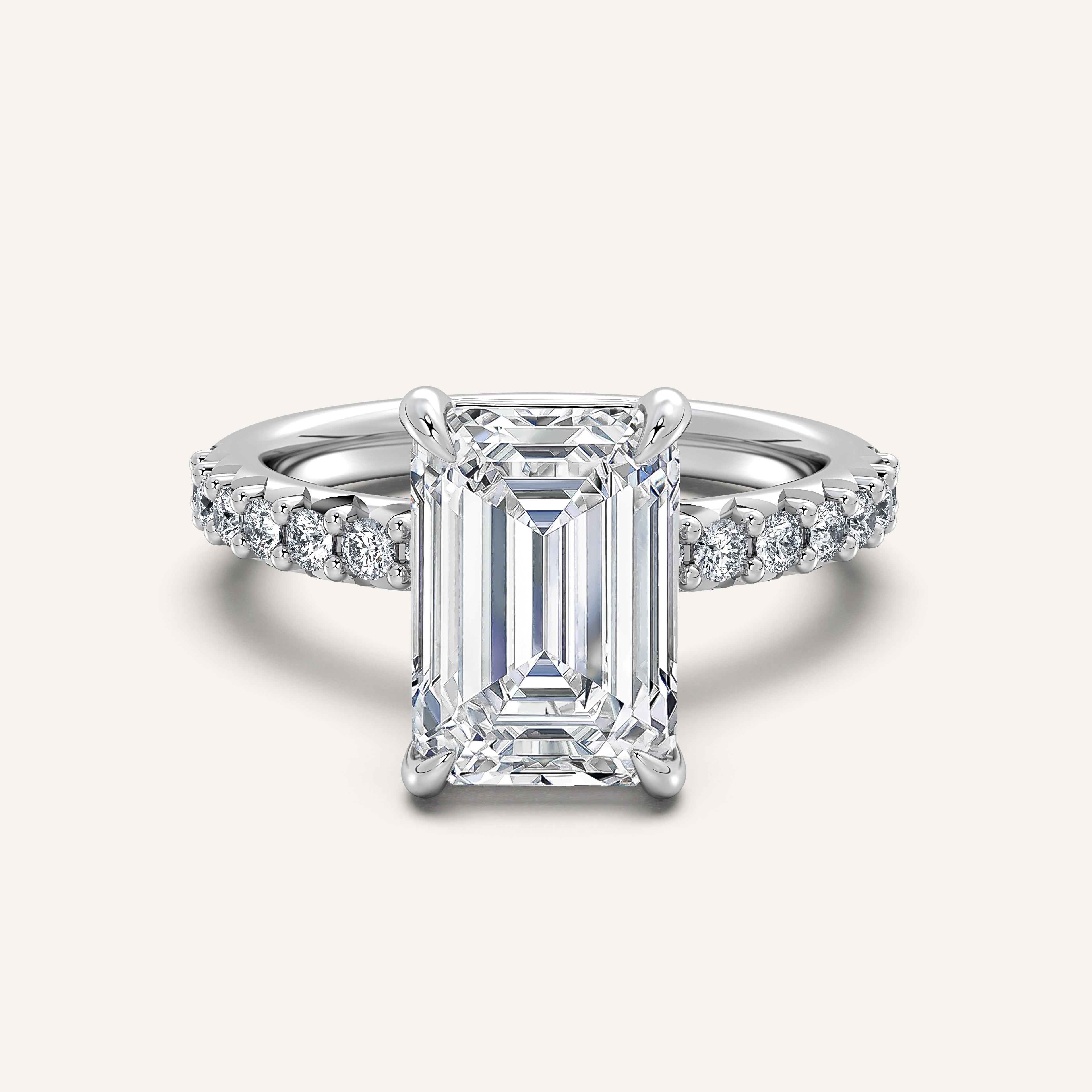 shape: Emerald | metal: White Gold, Platinum | view: 1