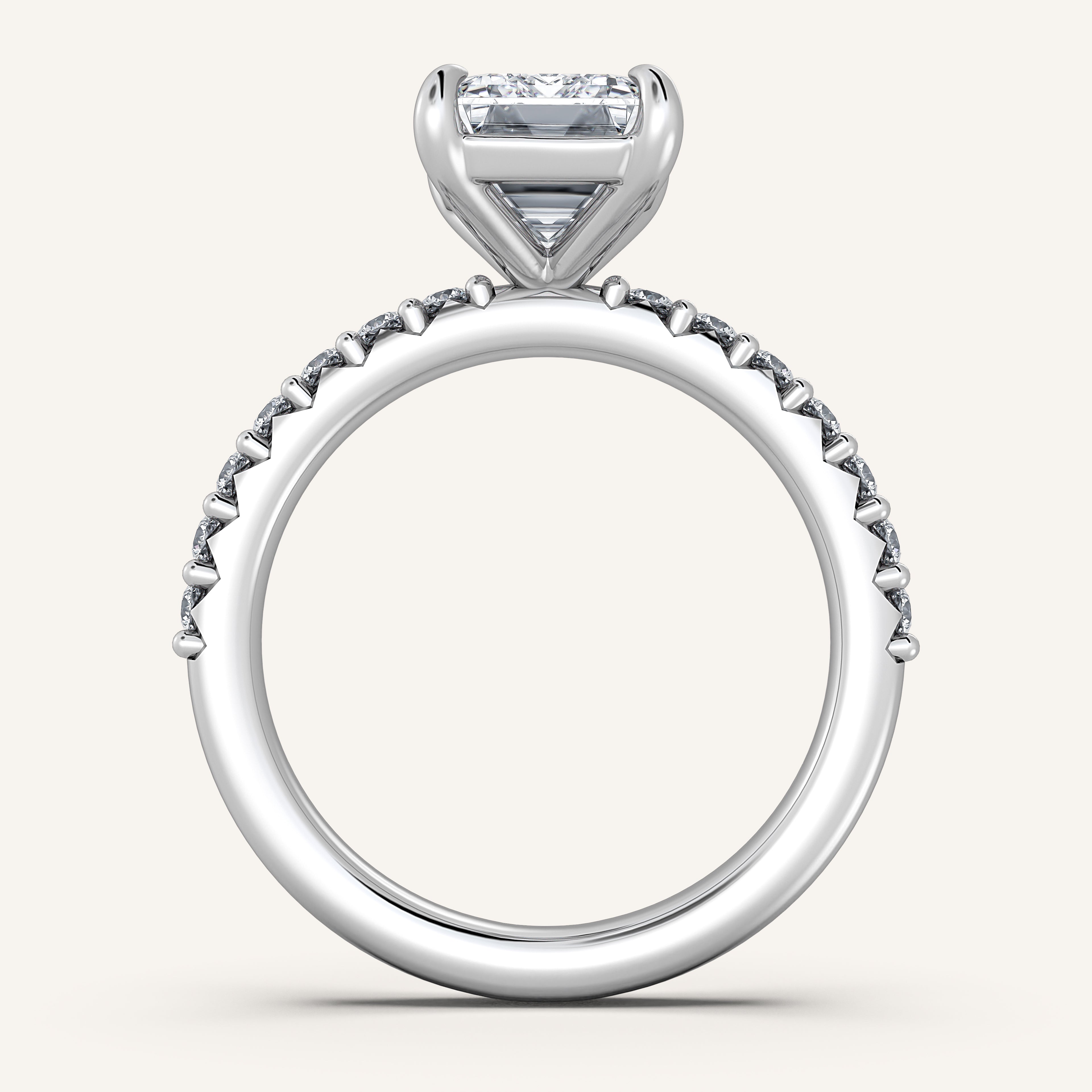 shape: Emerald | metal: White Gold, Platinum | view: 3