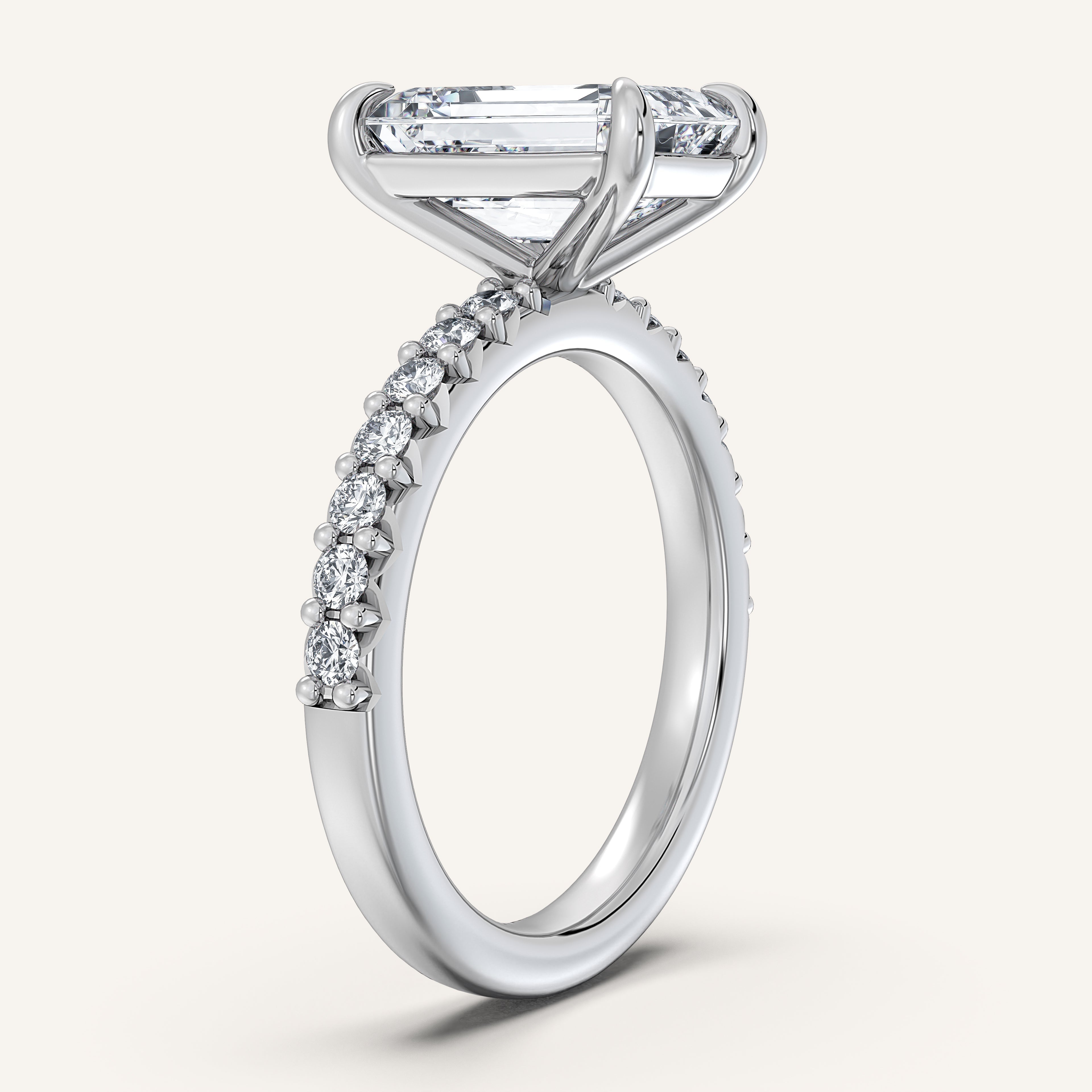 shape: Emerald | metal: White Gold, Platinum | view: 2