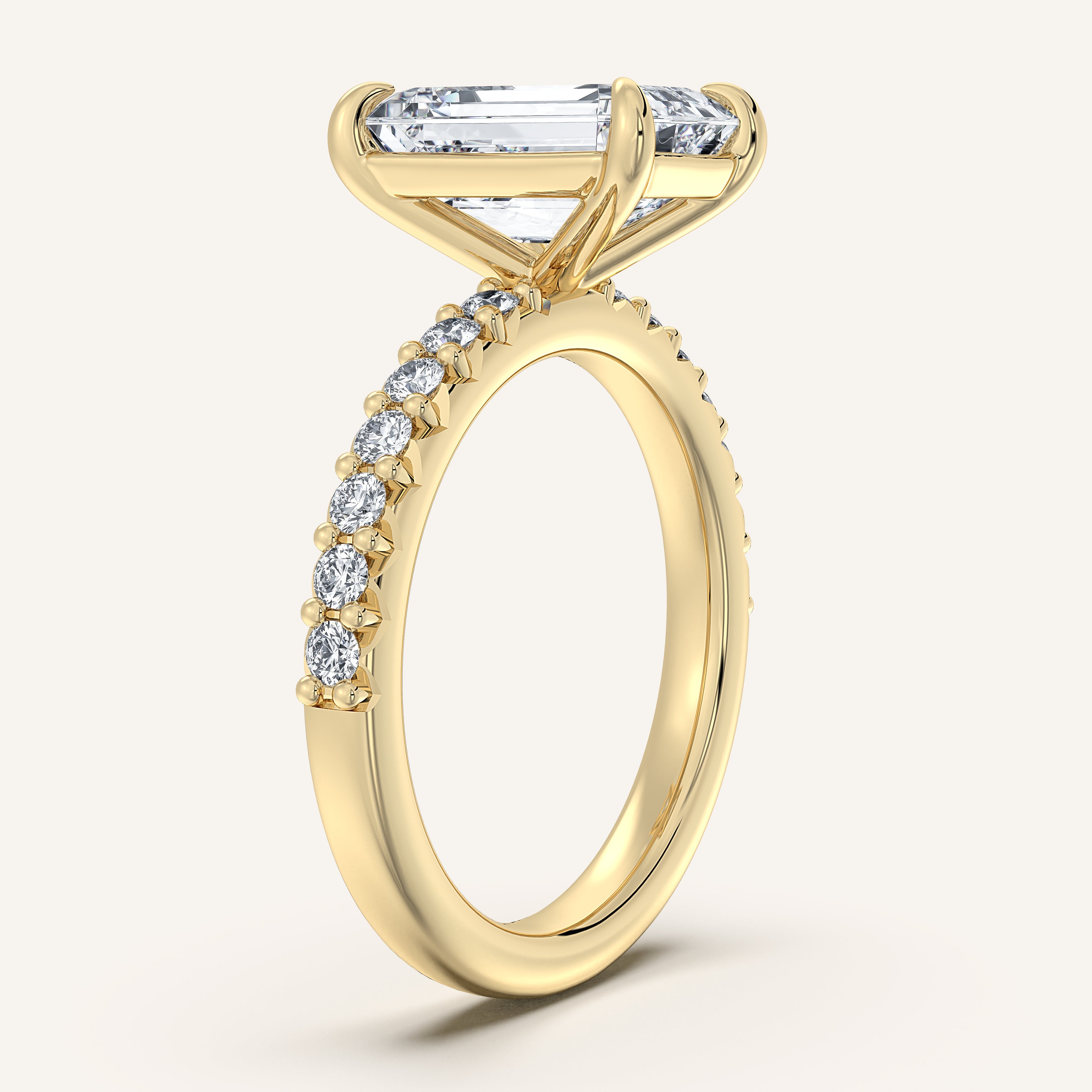 shape: Emerald | metal: Yellow Gold | view: 2