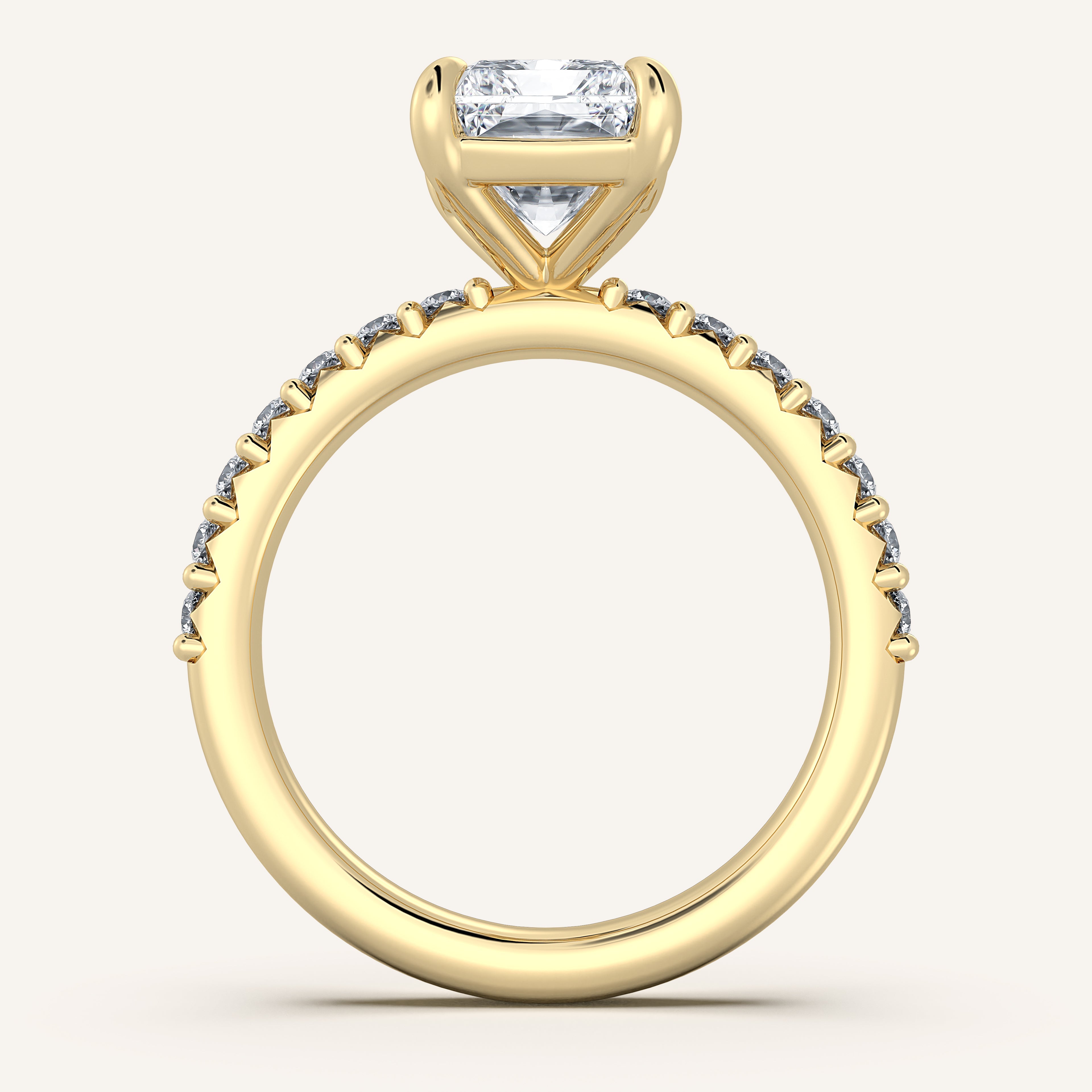 shape: Radiant | metal: Yellow Gold | view: 3