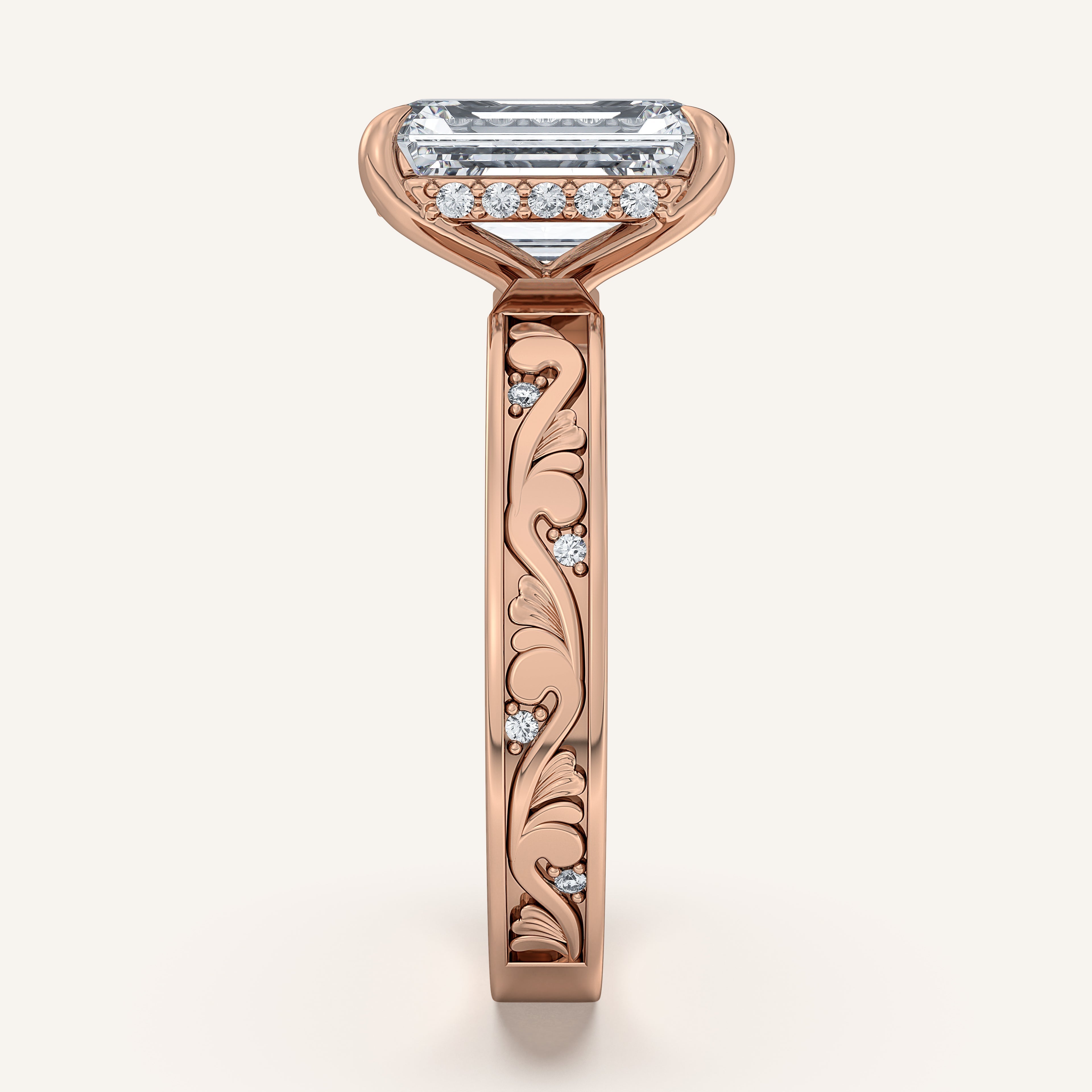 shape: Emerald | metal: Rose Gold | view: 4