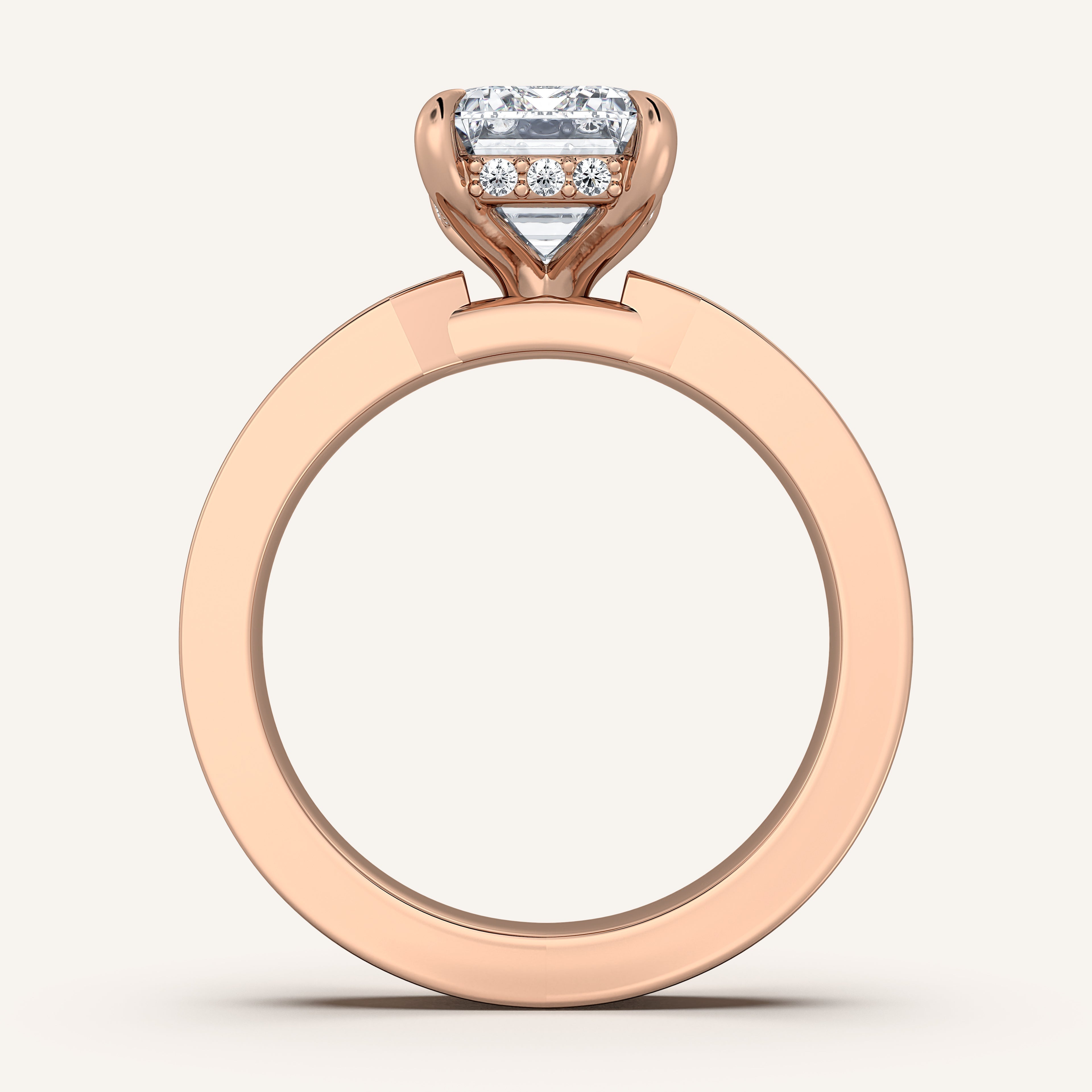 shape: Emerald | metal: Rose Gold | view: 3