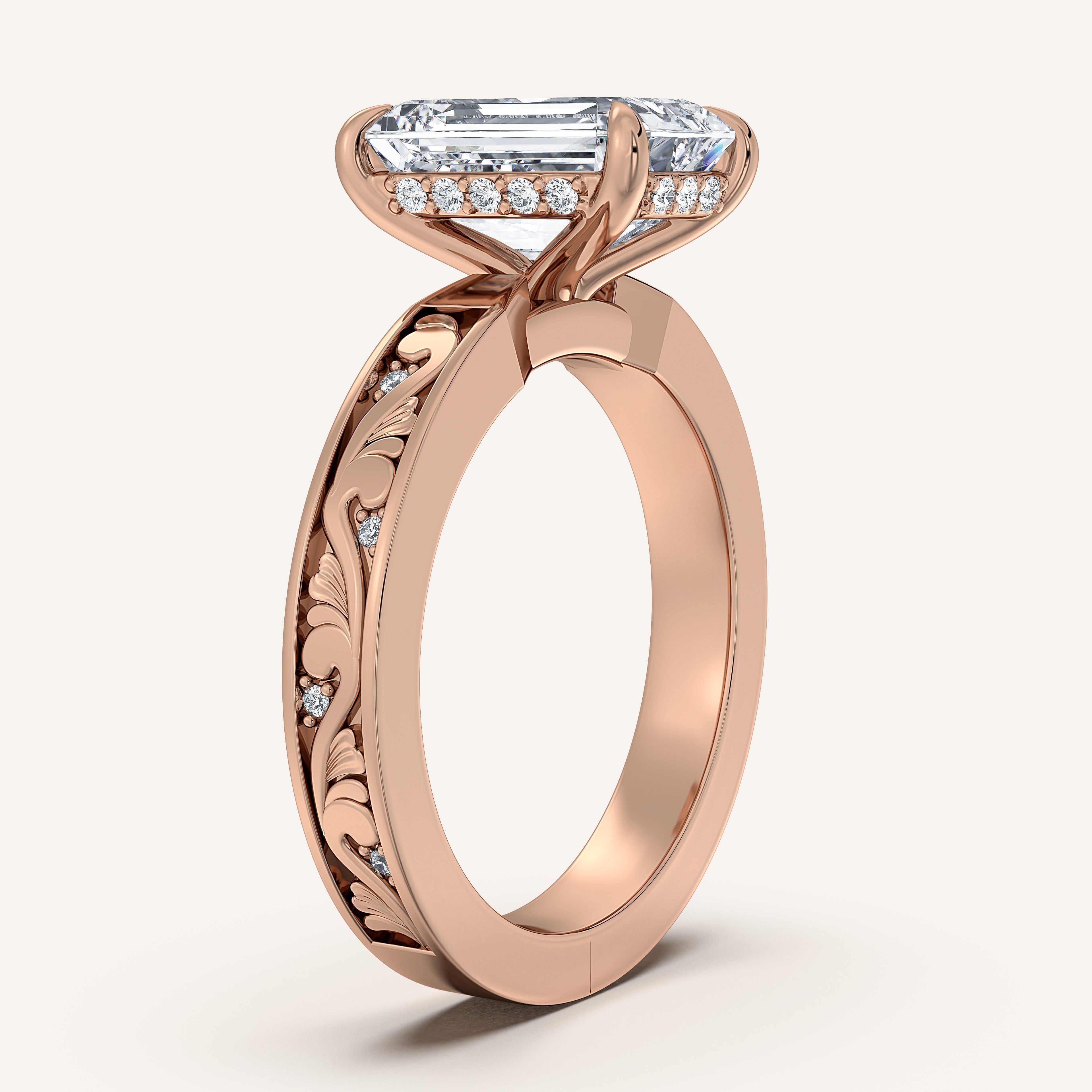 shape: Emerald | metal: Rose Gold | view: 2