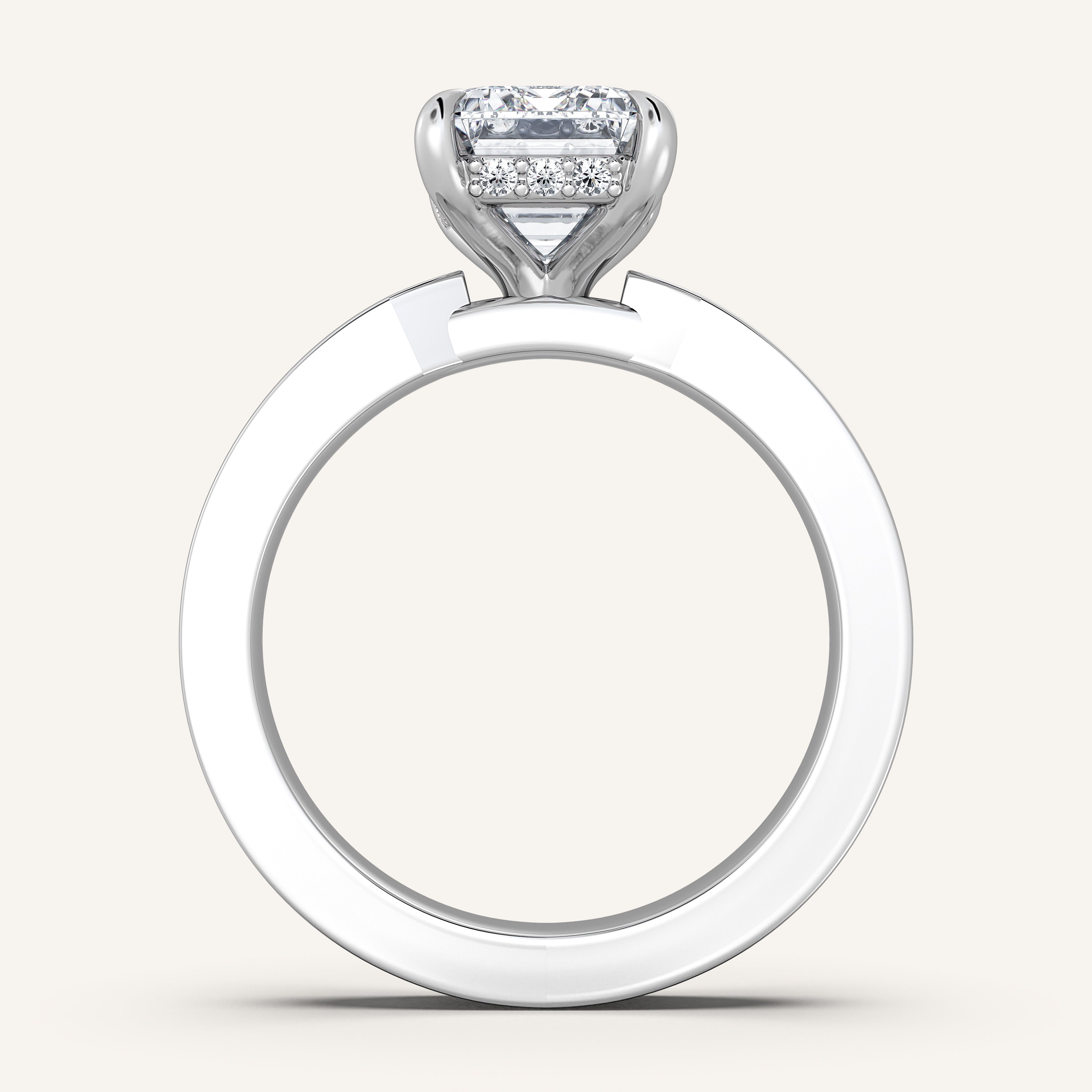 shape: Emerald | metal: White Gold, Platinum | view: 3