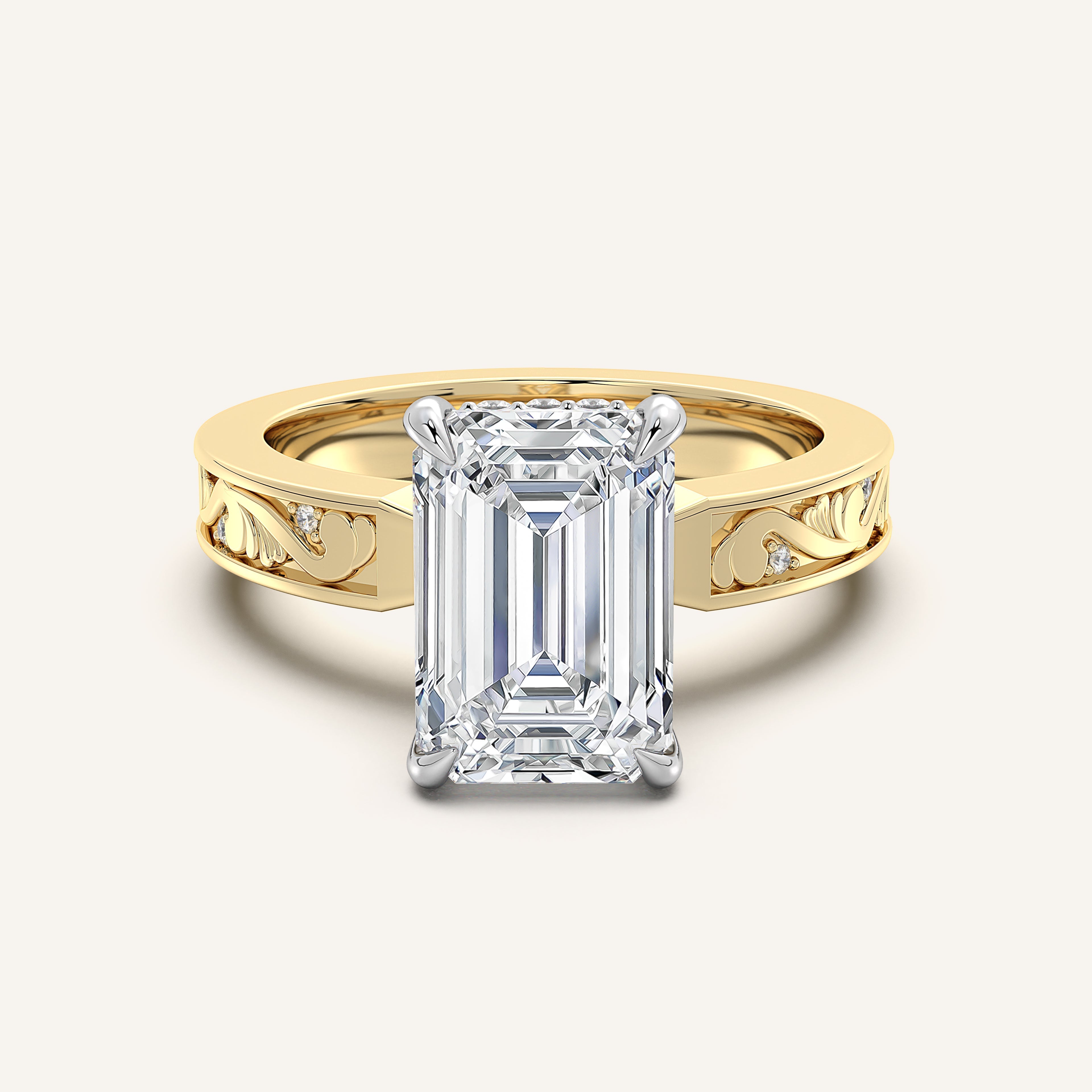 shape: Emerald | metal: Two Tone | view: 1
