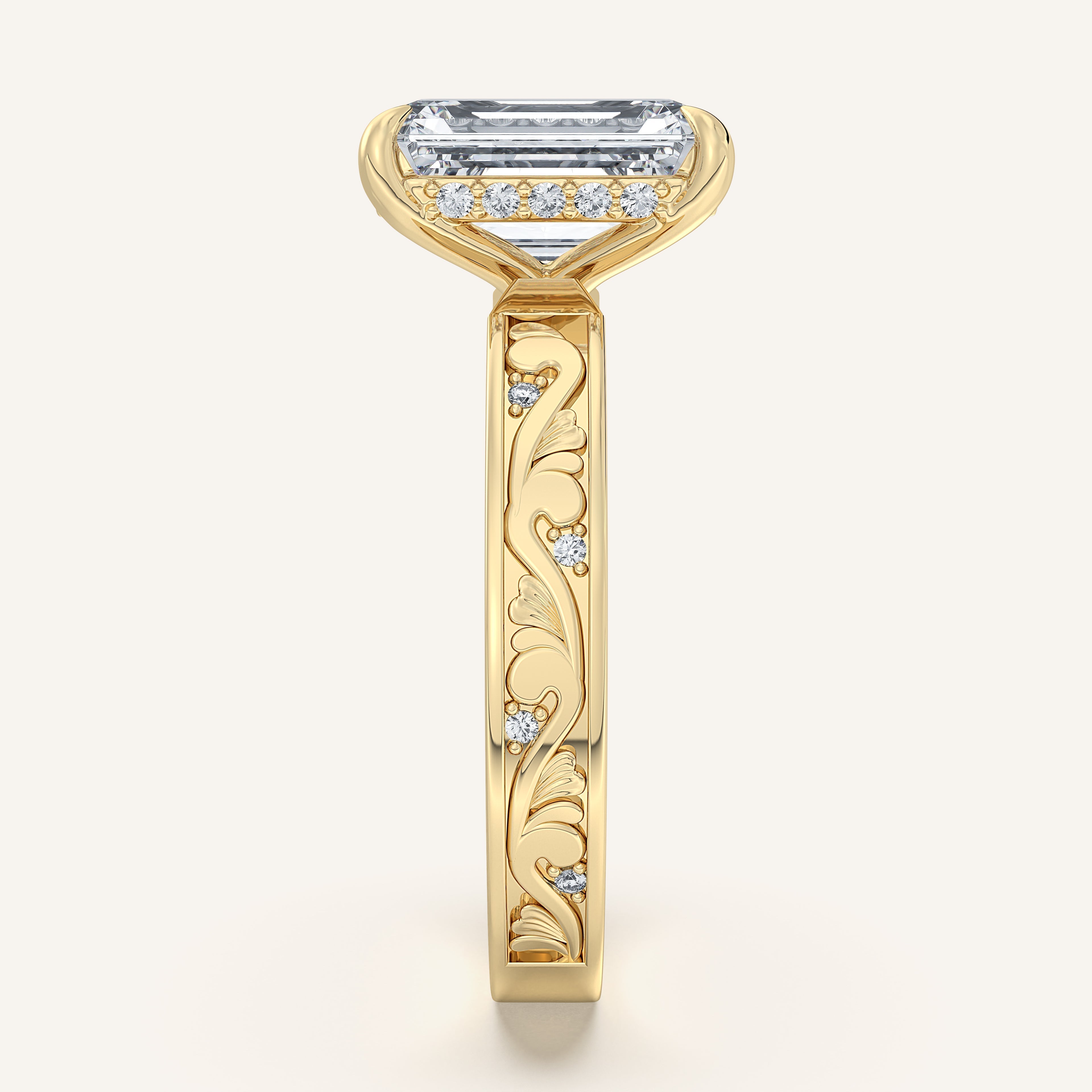 shape: Emerald | metal: Yellow Gold | view: 4