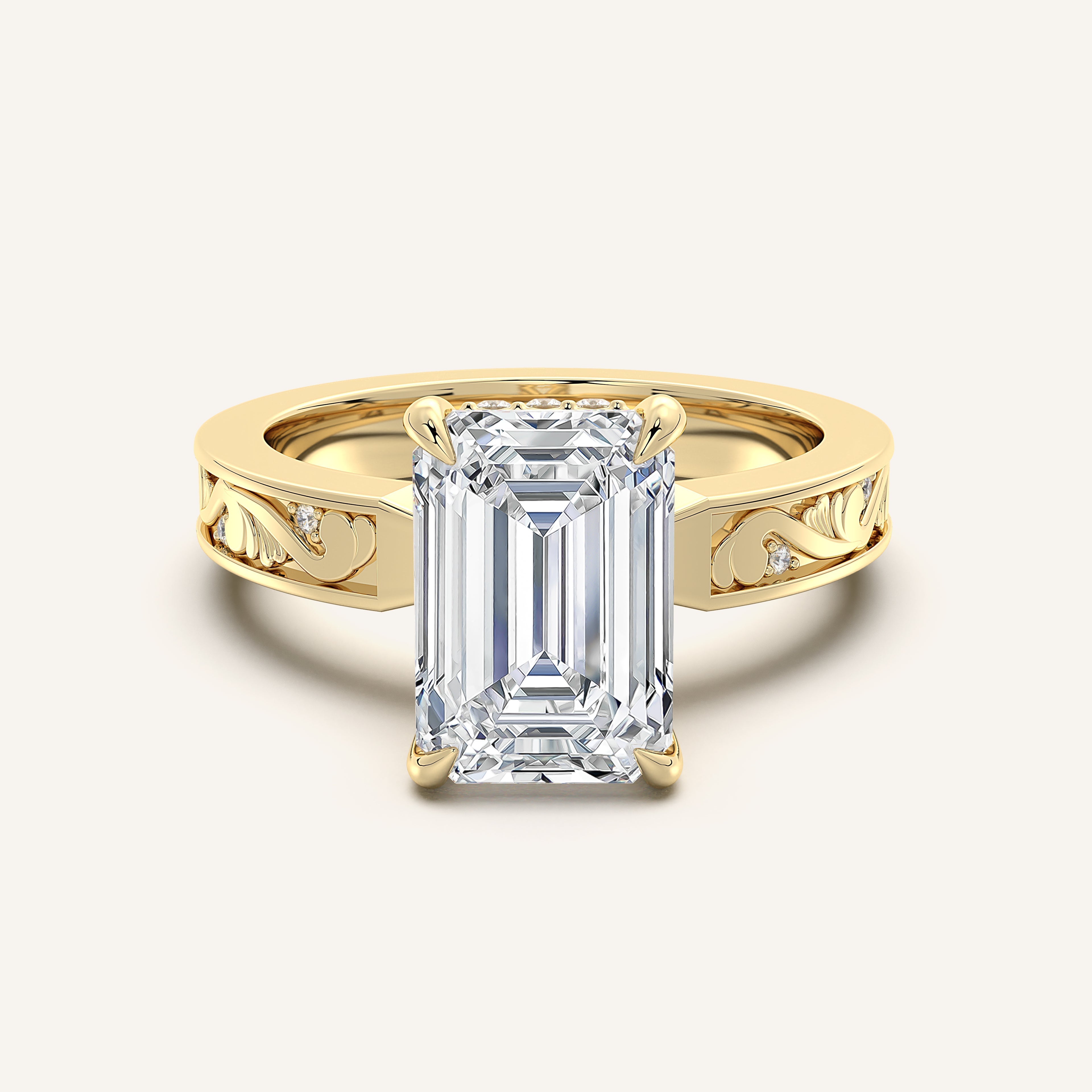 shape: Emerald | metal: Yellow Gold | view: 1