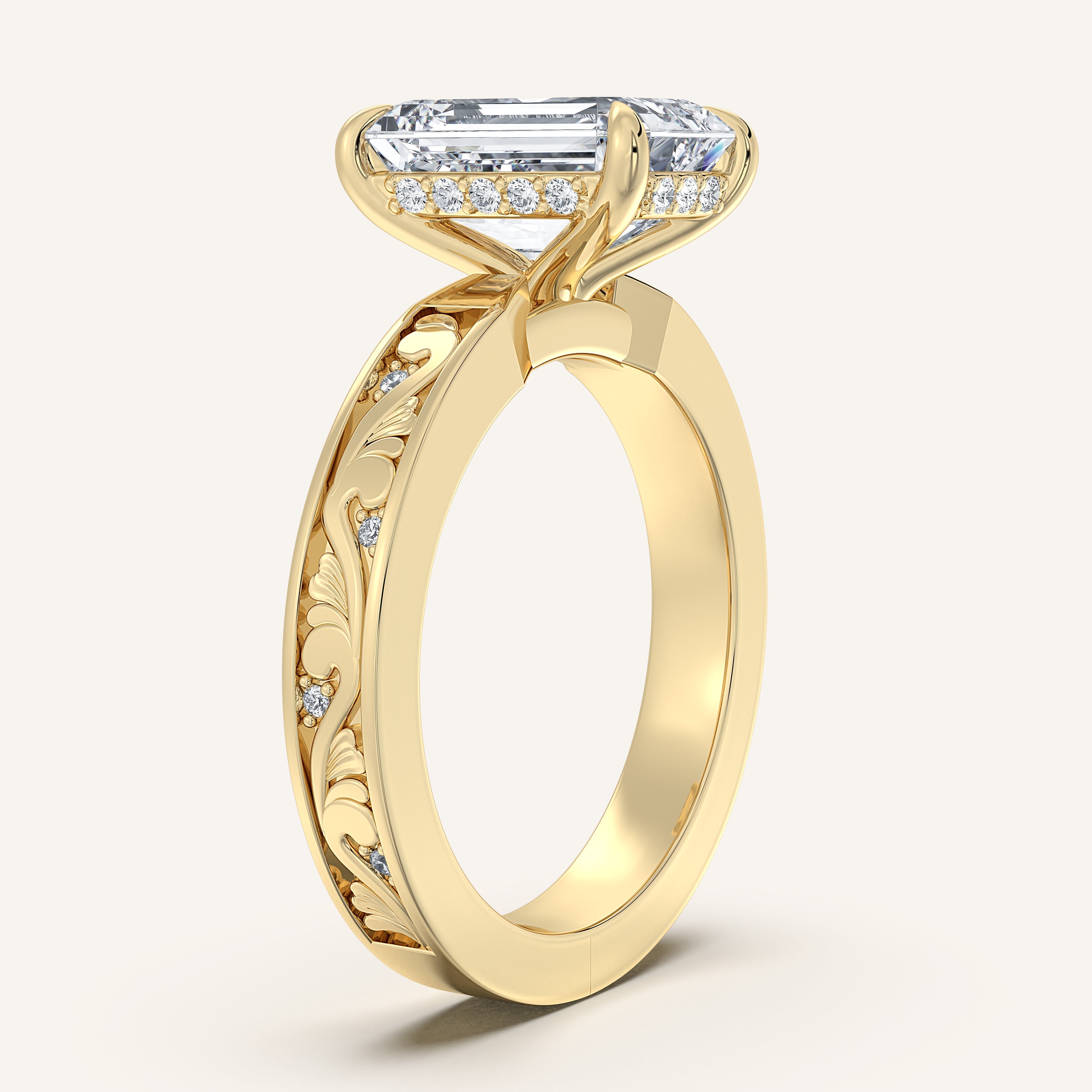 shape: Emerald | metal: Yellow Gold | view: 2