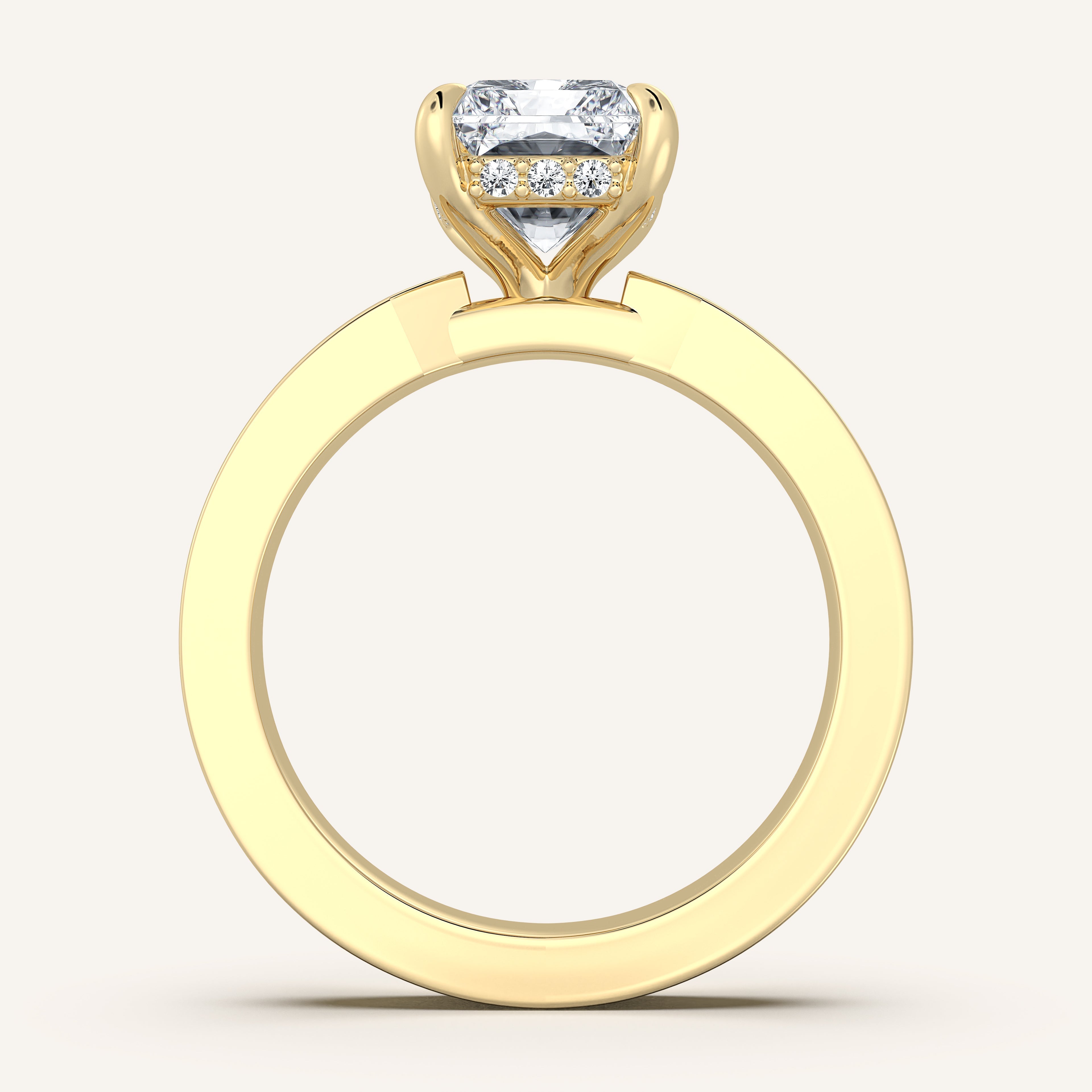 shape: Radiant | metal: Yellow Gold | view: 3
