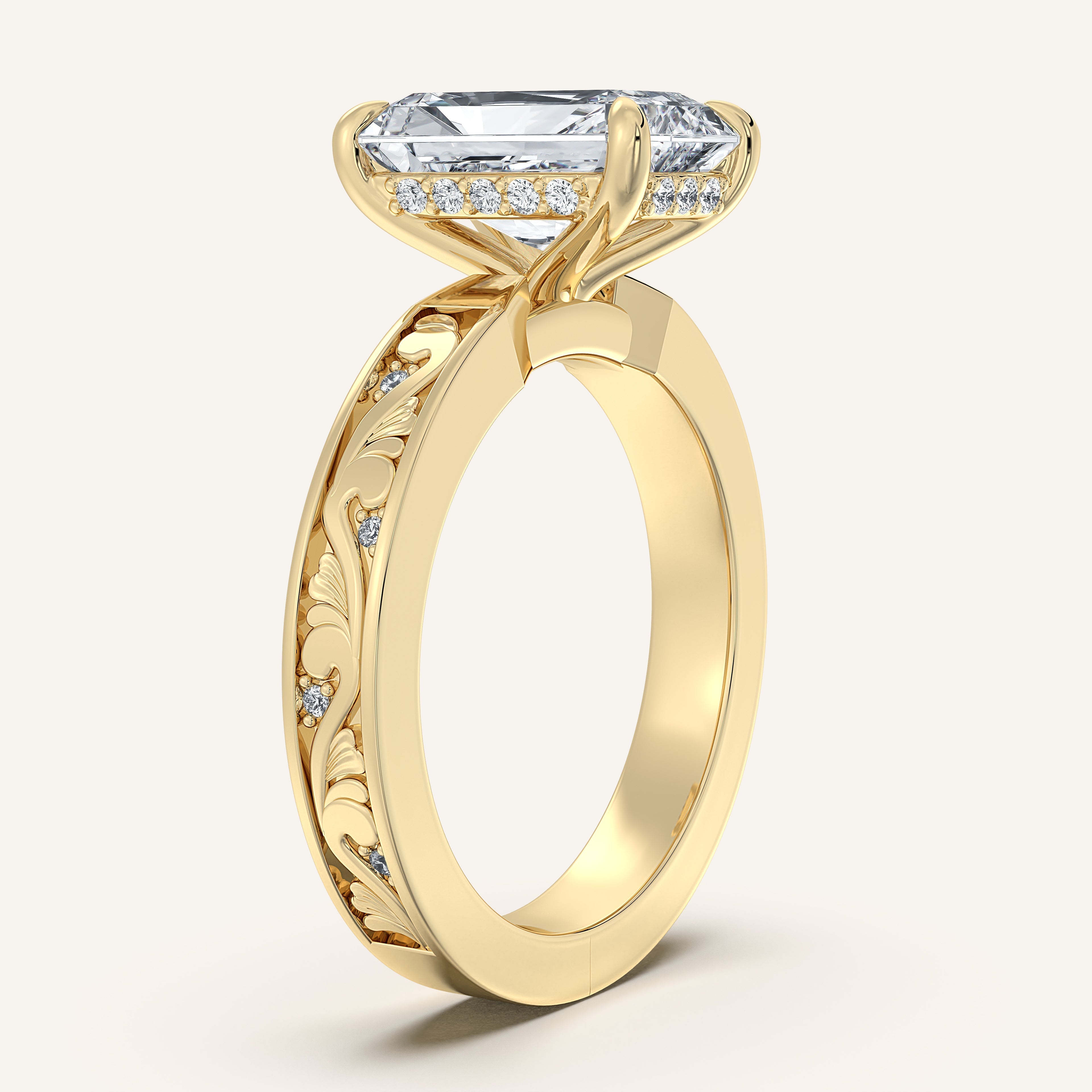 shape: Radiant | metal: Yellow Gold | view: 2