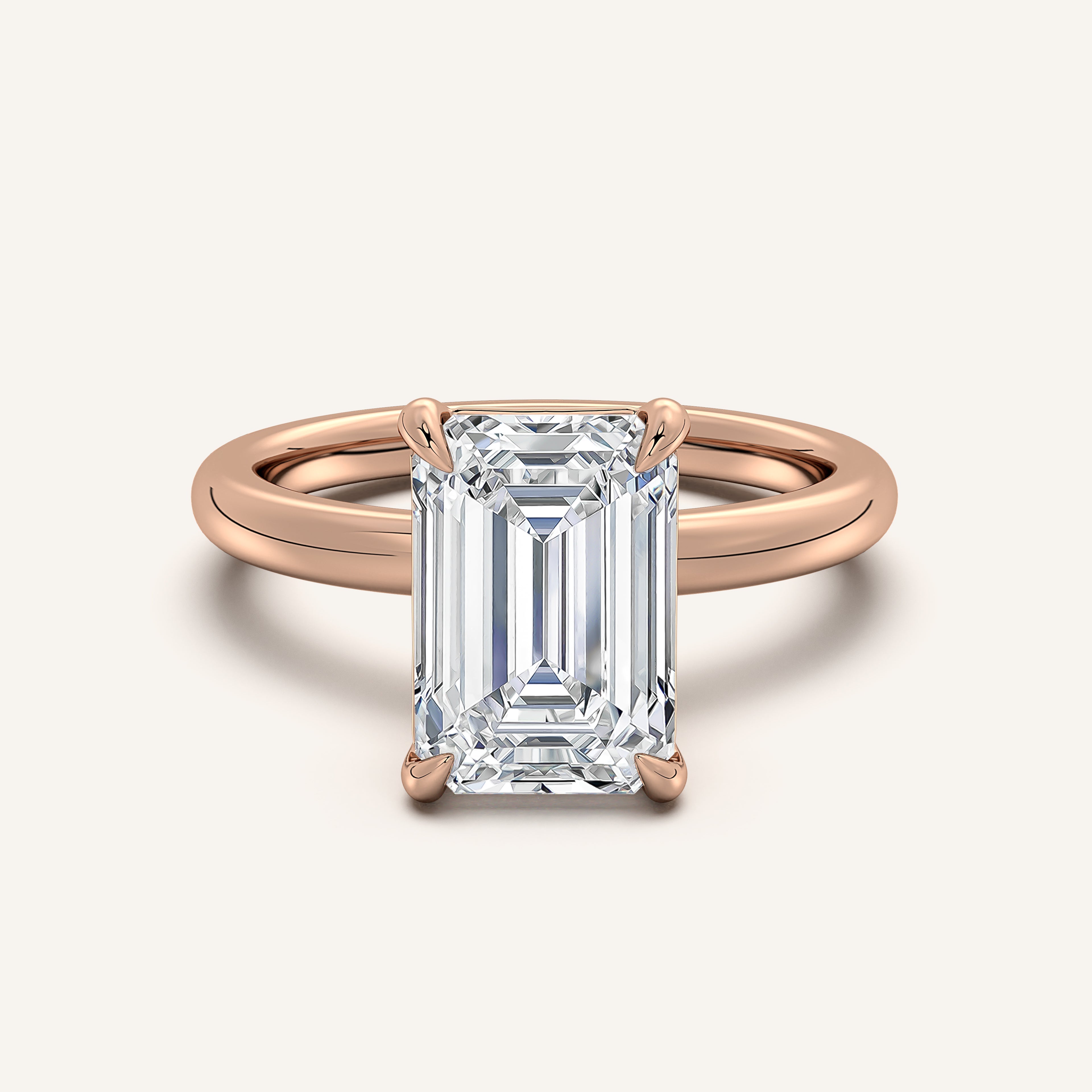 shape: Emerald | metal: Rose Gold | view: 1