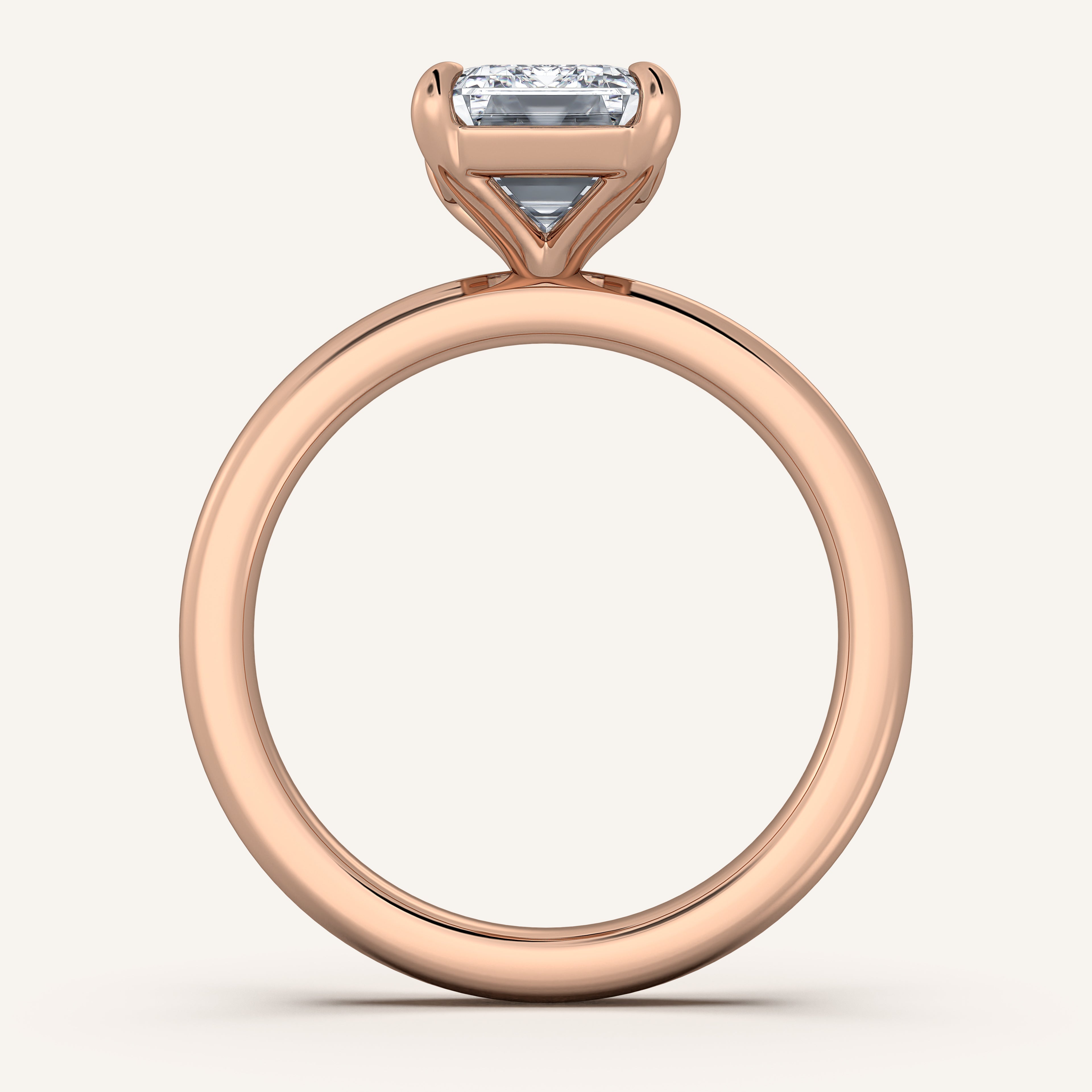 shape: Emerald | metal: Rose Gold | view: 3