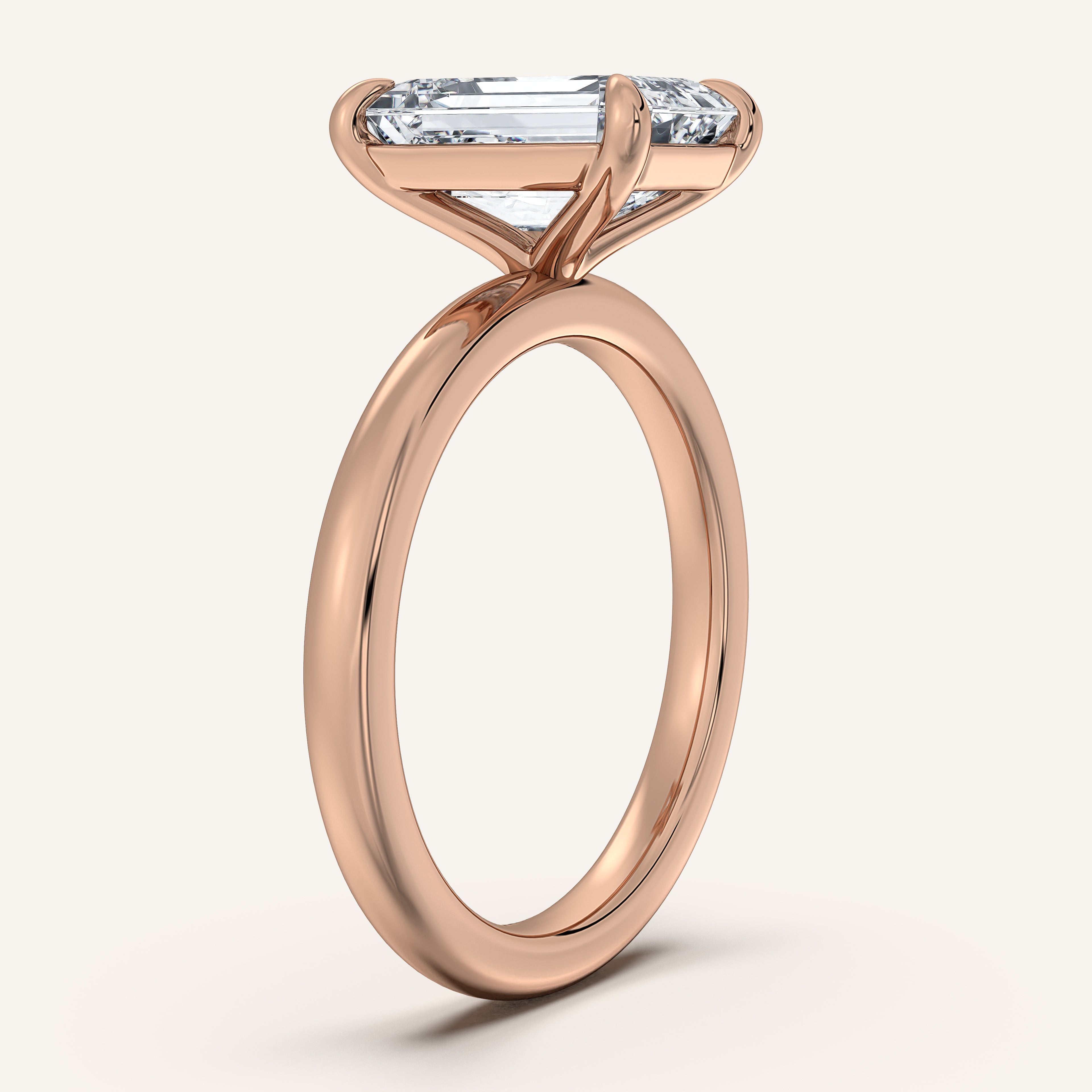 shape: Emerald | metal: Rose Gold | view: 2