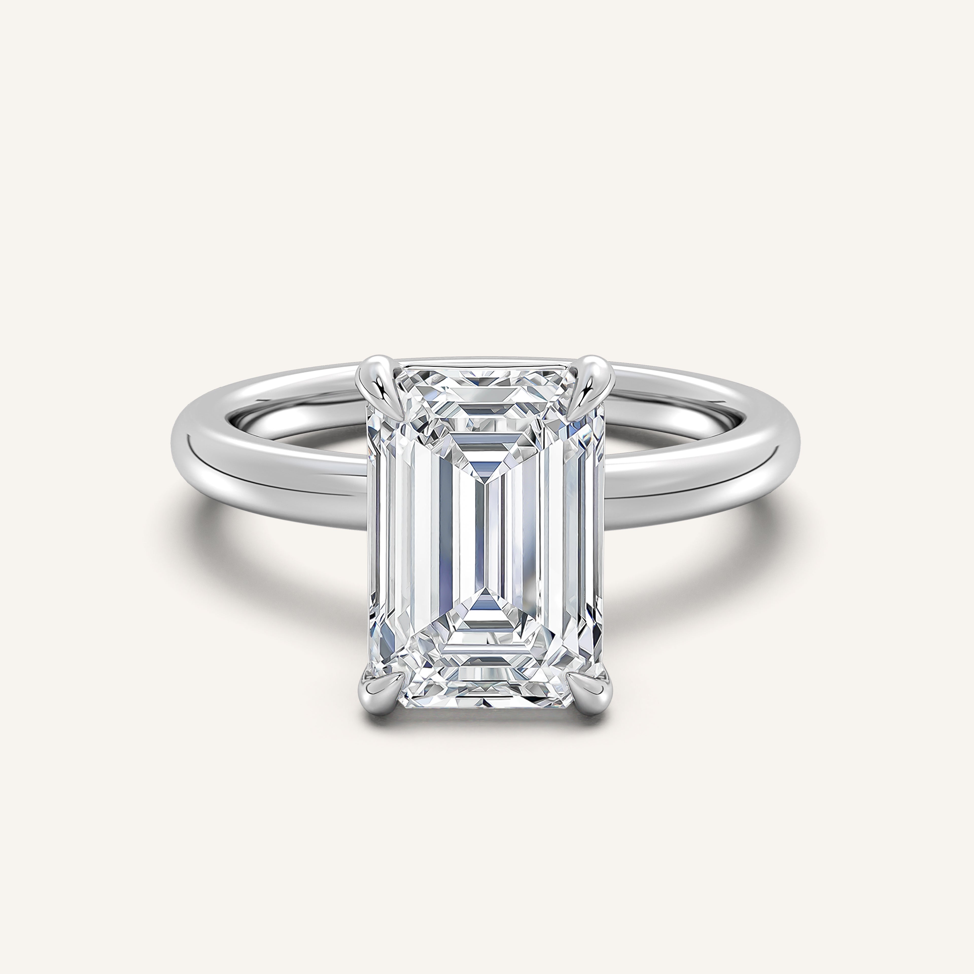 shape: Emerald | metal: White Gold, Platinum | view: 1