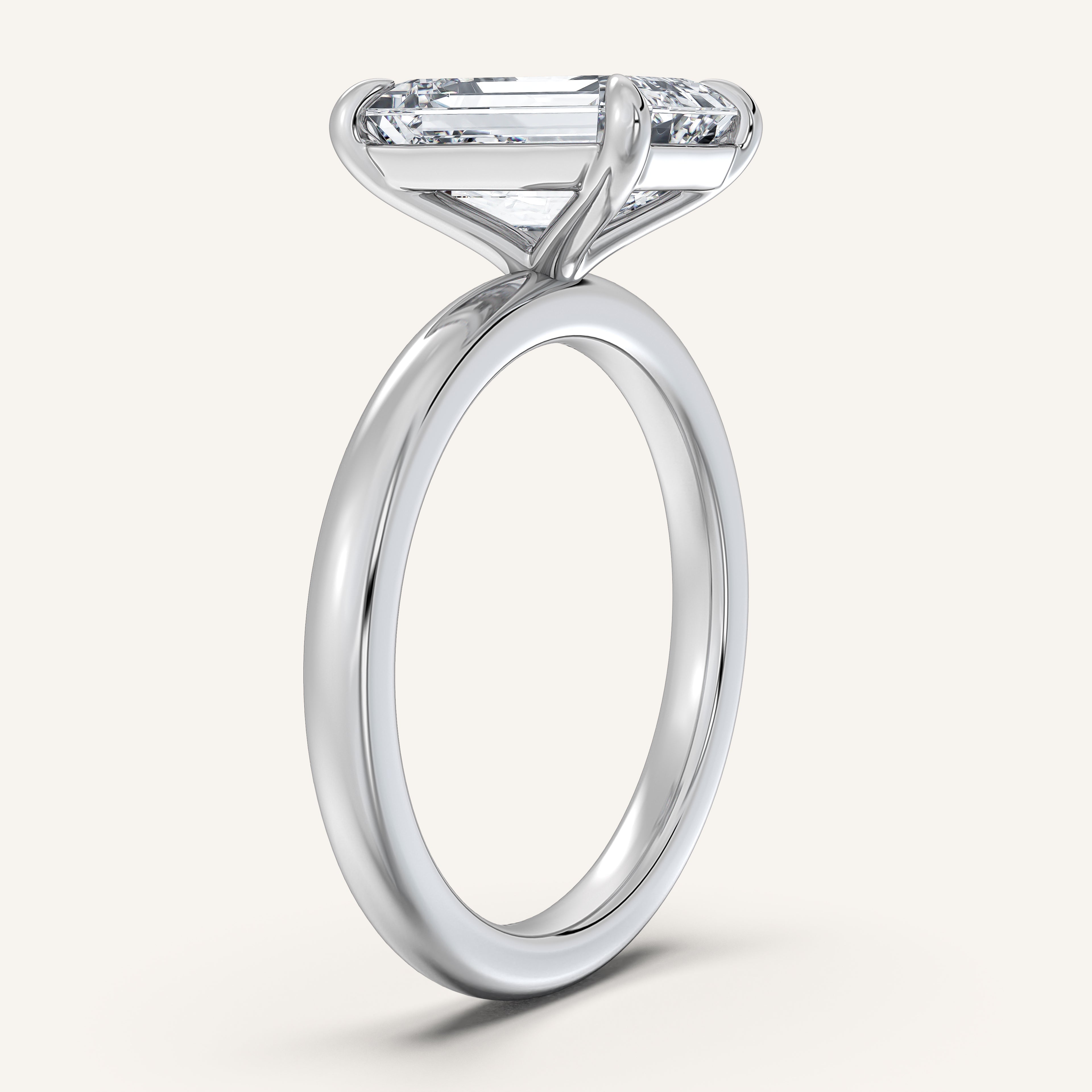 shape: Emerald | metal: White Gold, Platinum | view: 2
