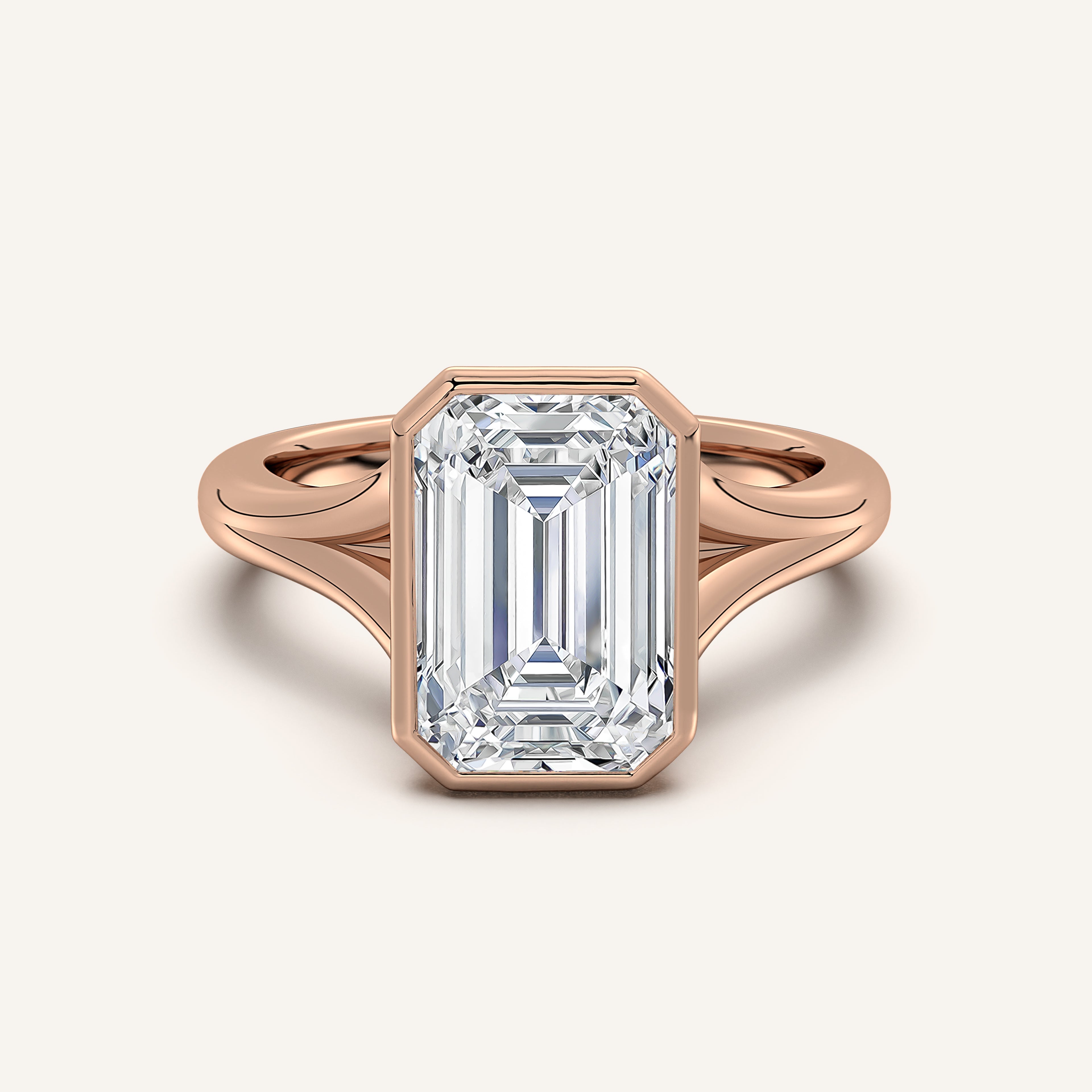 shape: Emerald | metal: Rose Gold | view: 1
